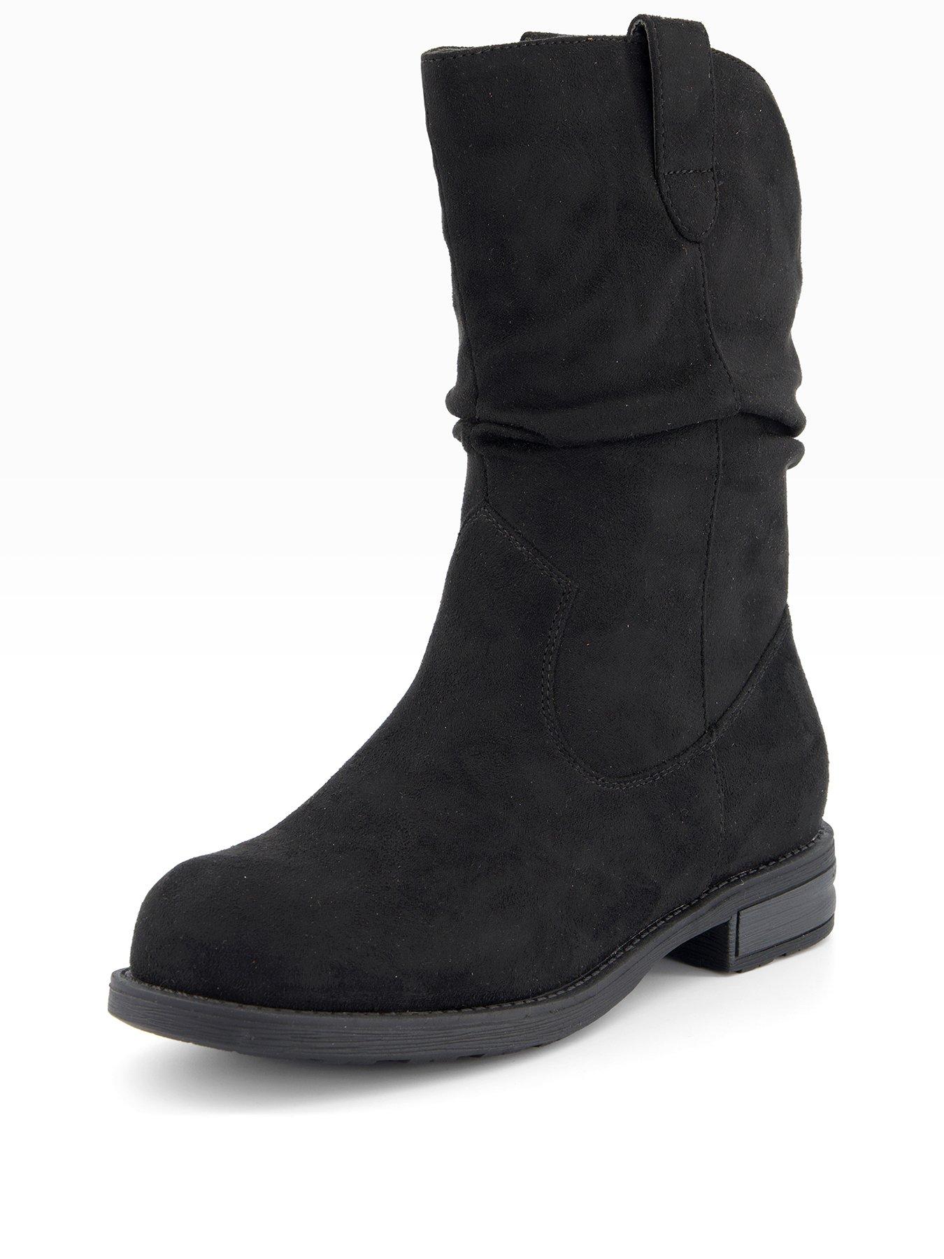 Image 2 of 6 of The Very Collection Wide Fit Flat Slouch Calf Boot - Black