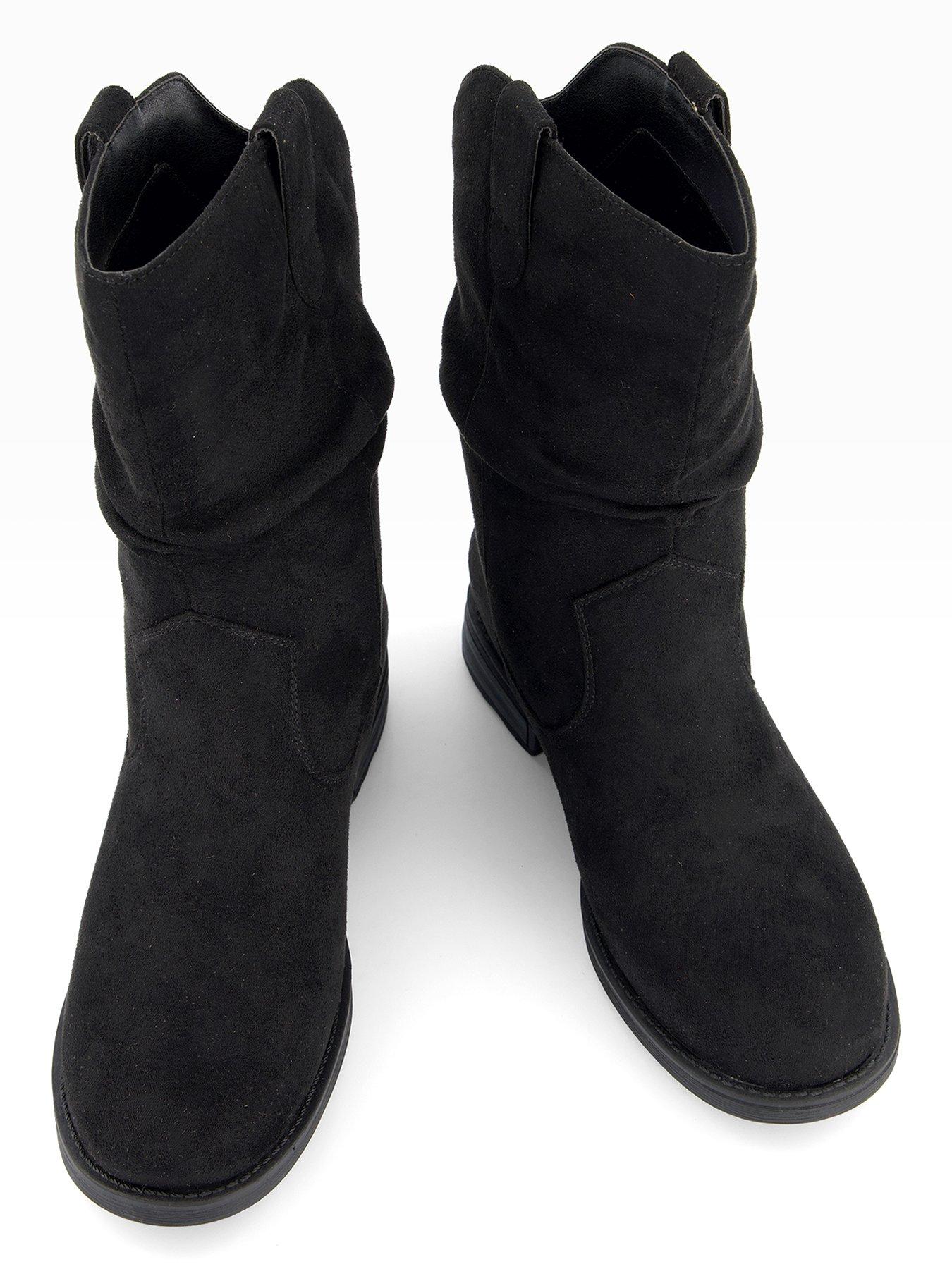 Image 3 of 6 of The Very Collection Wide Fit Flat Slouch Calf Boot - Black