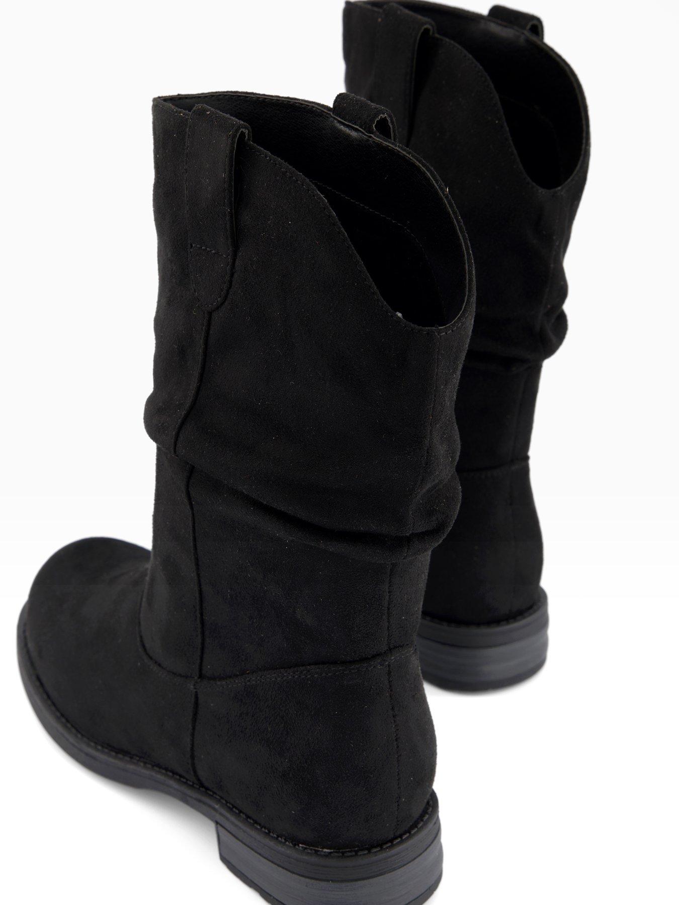 Image 5 of 6 of The Very Collection Wide Fit Flat Slouch Calf Boot - Black
