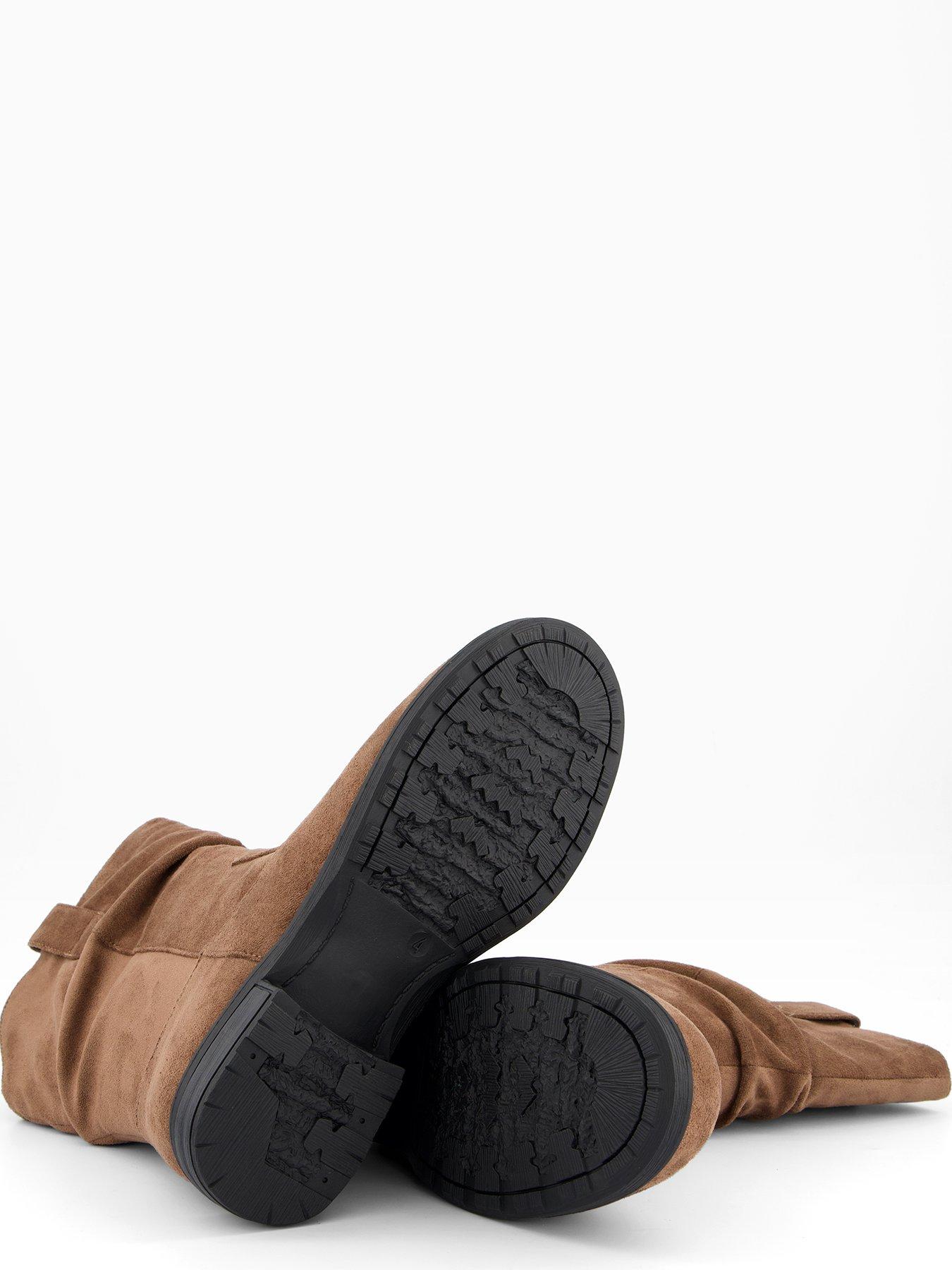 Image 4 of 6 of The Very Collection Wide Fit Flat Slouch Calf Boot - Brown