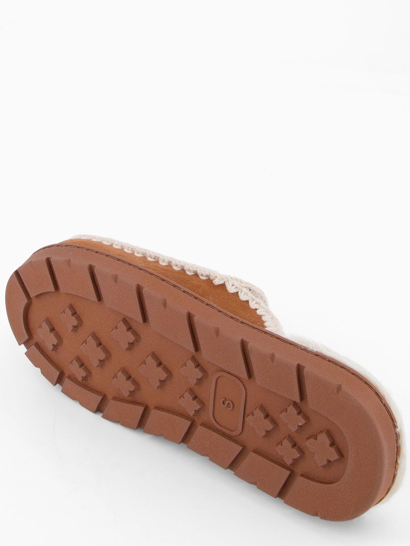 Image 4 of 6 of The Very Collection Faux Suede Stitch Detail Mule Slipper - Brown