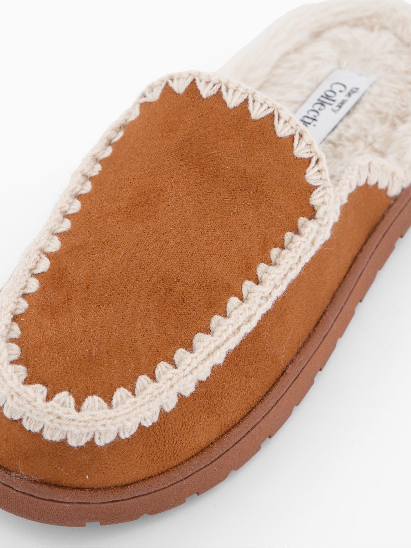Image 5 of 6 of The Very Collection Faux Suede Stitch Detail Mule Slipper - Brown
