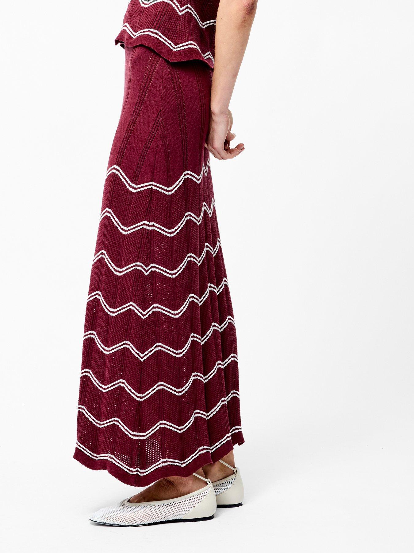 undefined Cotton Crotchet Striped Maxi Skirt