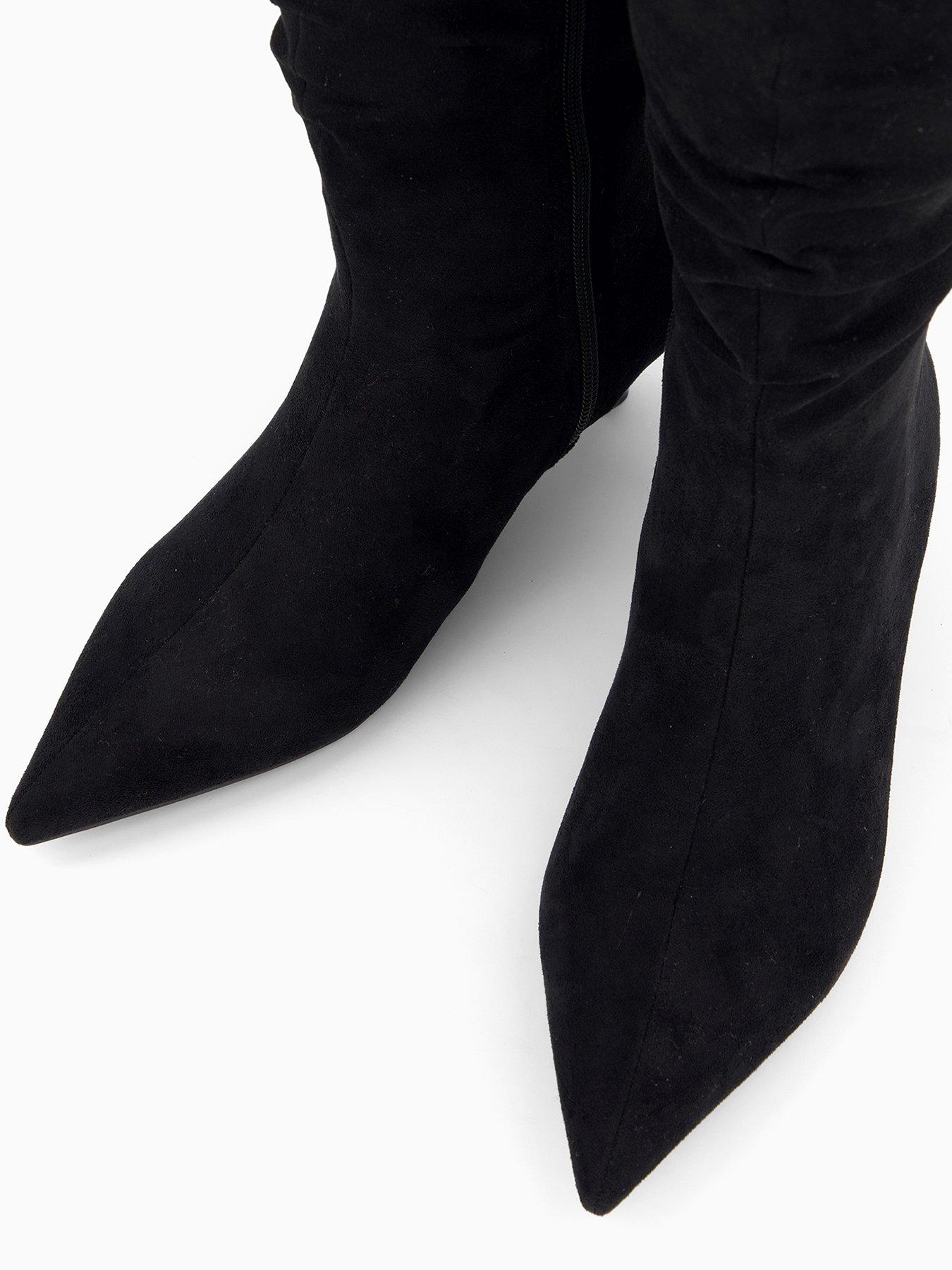 Image 4 of 6 of The Very Collection Slouch Kitten Heel Knee Boot - Black