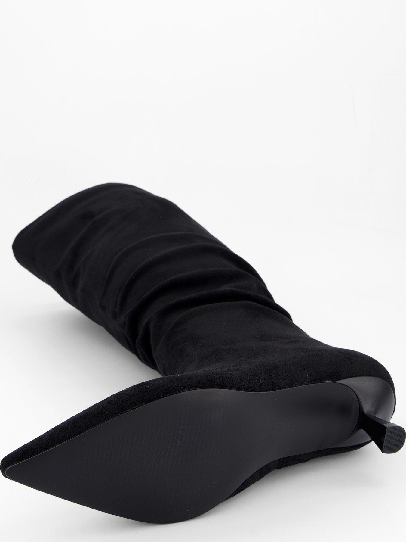 Image 5 of 6 of The Very Collection Slouch Kitten Heel Knee Boot - Black