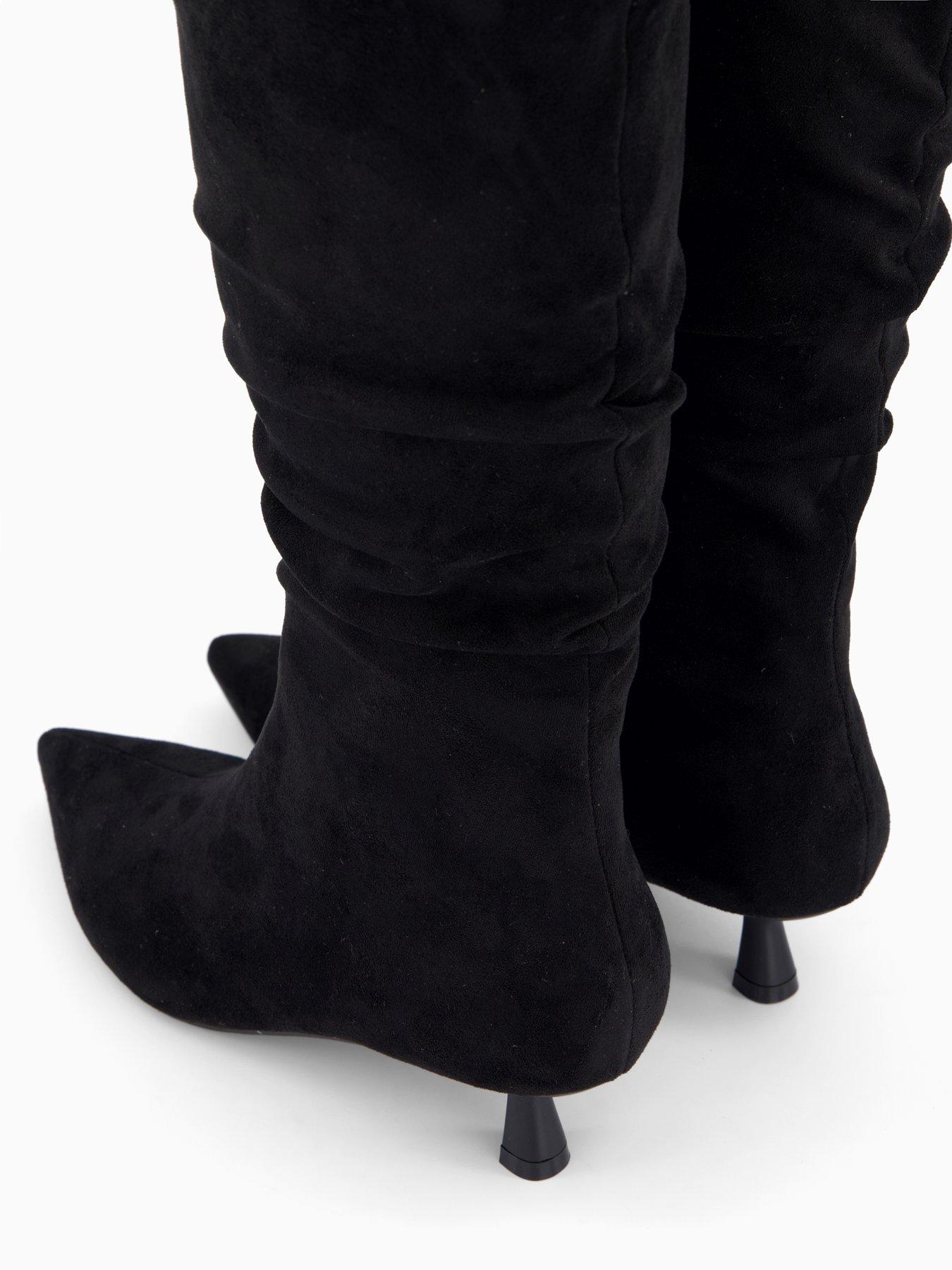 Image 6 of 6 of The Very Collection Slouch Kitten Heel Knee Boot - Black