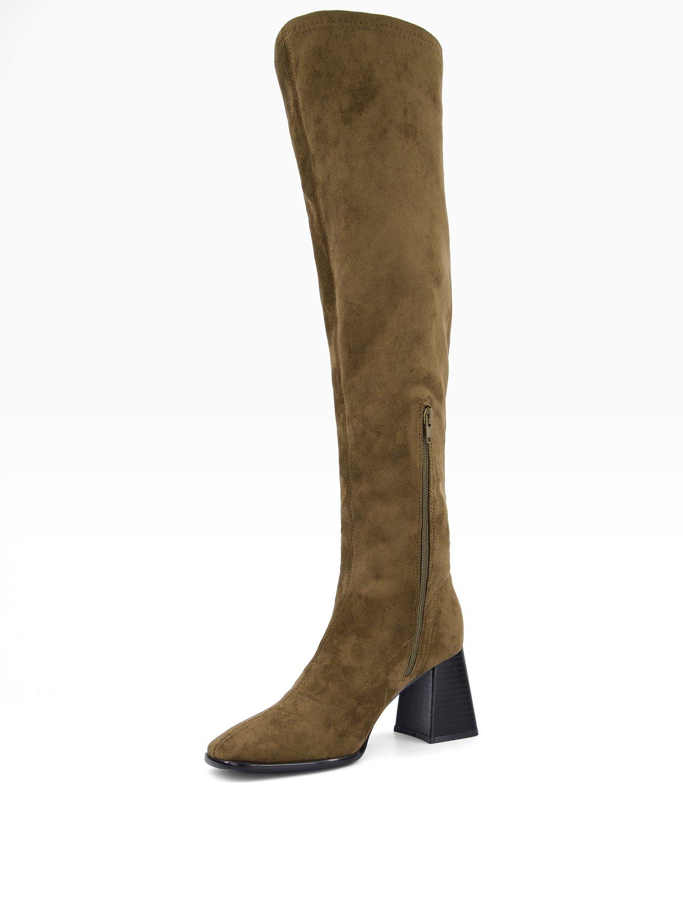 Image 3 of 7 of The Very Collection Square Toe Over Knee Boot - Khaki