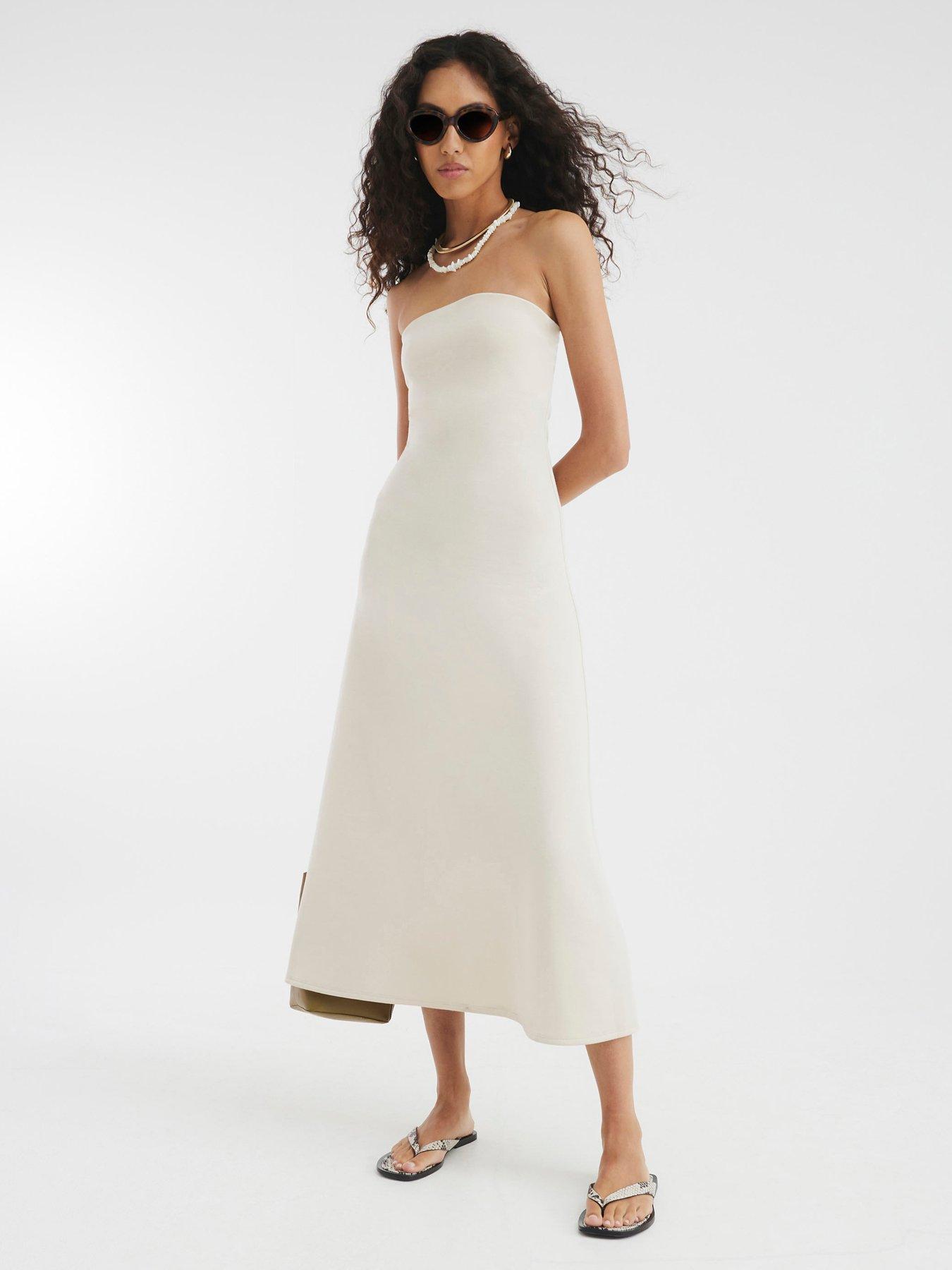 undefined Bandeau Clean Dress - Beige