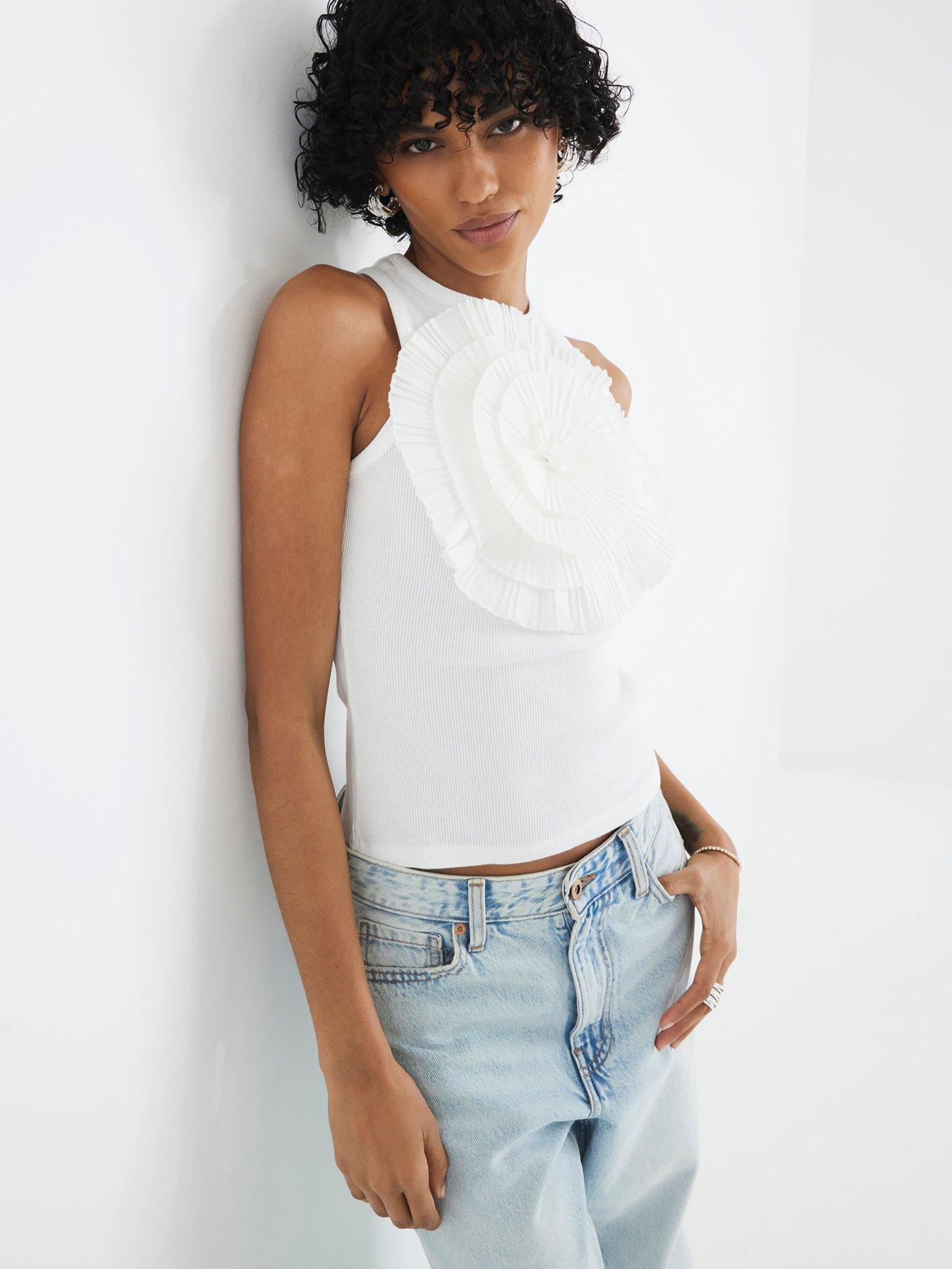 undefined Ruffle 3D Floral Tank