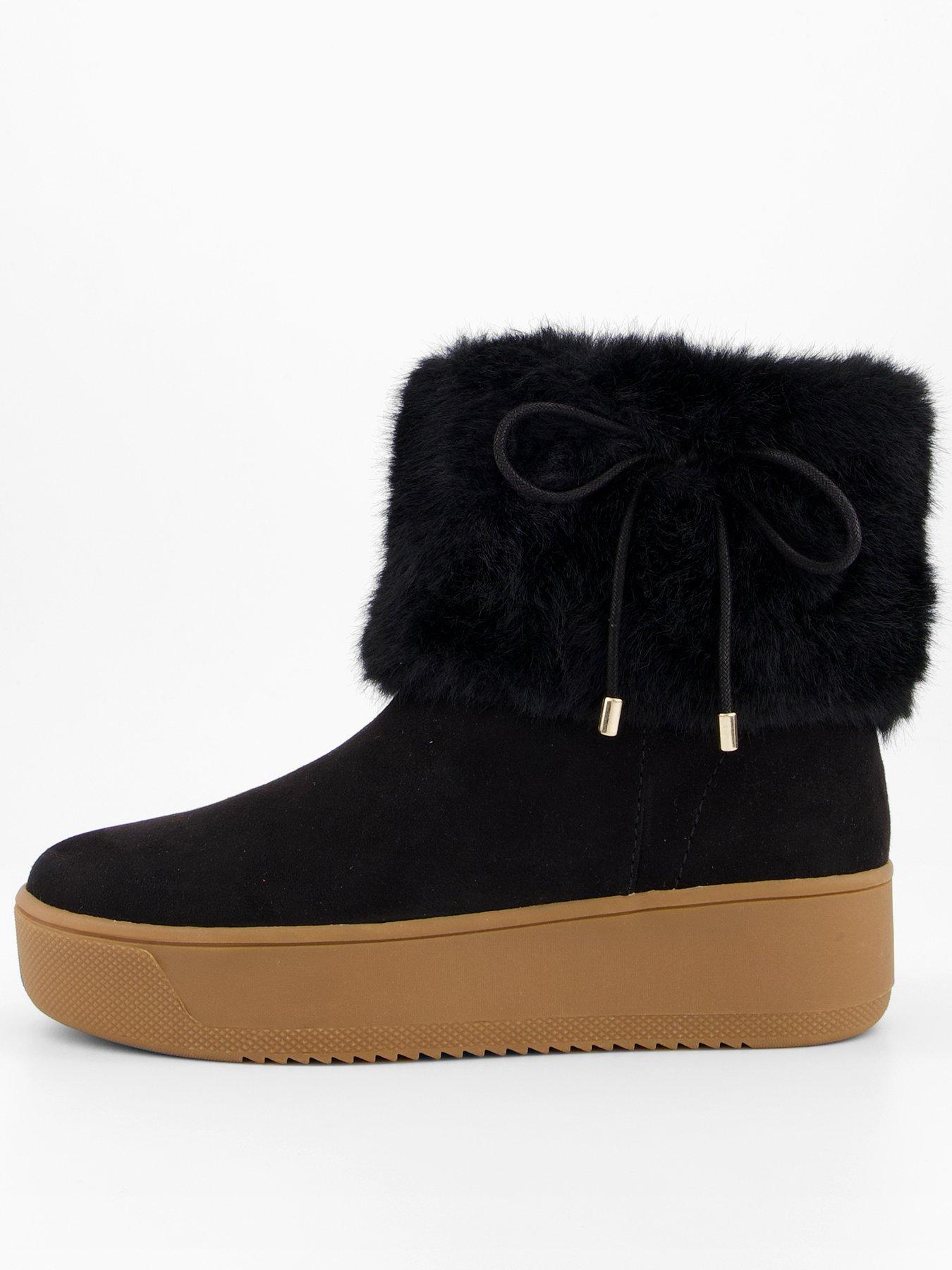 Image 2 of 8 of The Very Collection Fux Fur Trainer Ankle Boot - Black