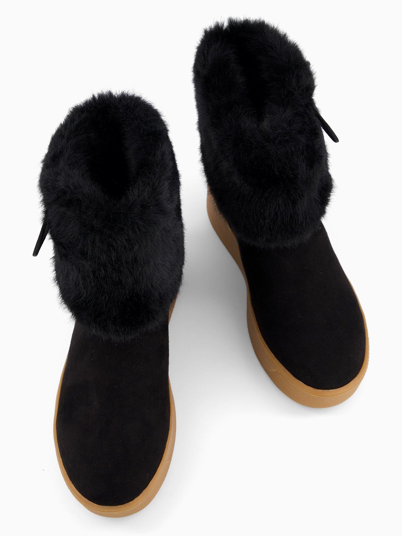 Image 5 of 8 of The Very Collection Fux Fur Trainer Ankle Boot - Black