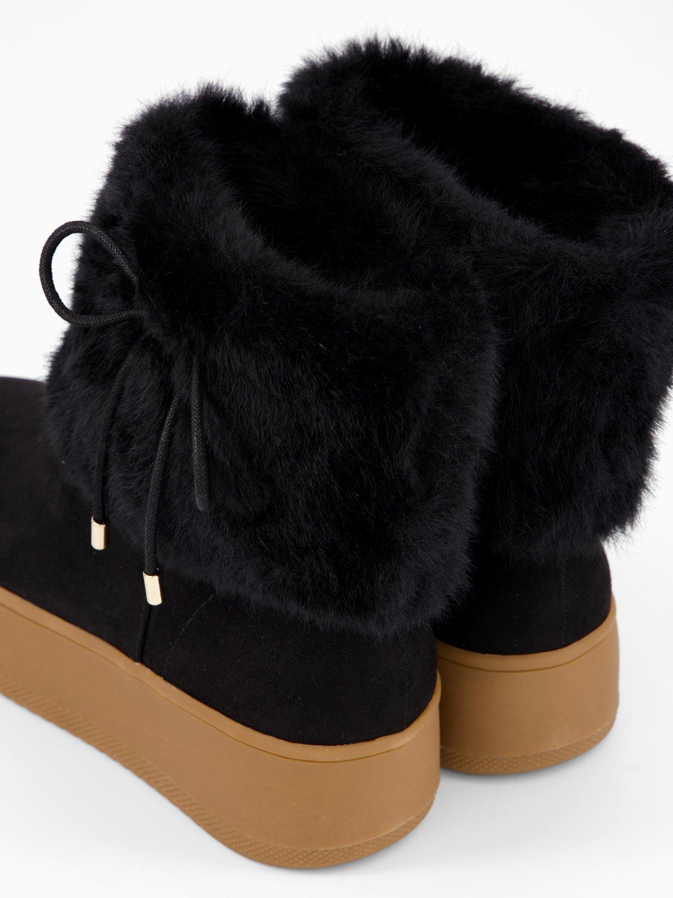 Image 7 of 8 of The Very Collection Fux Fur Trainer Ankle Boot - Black