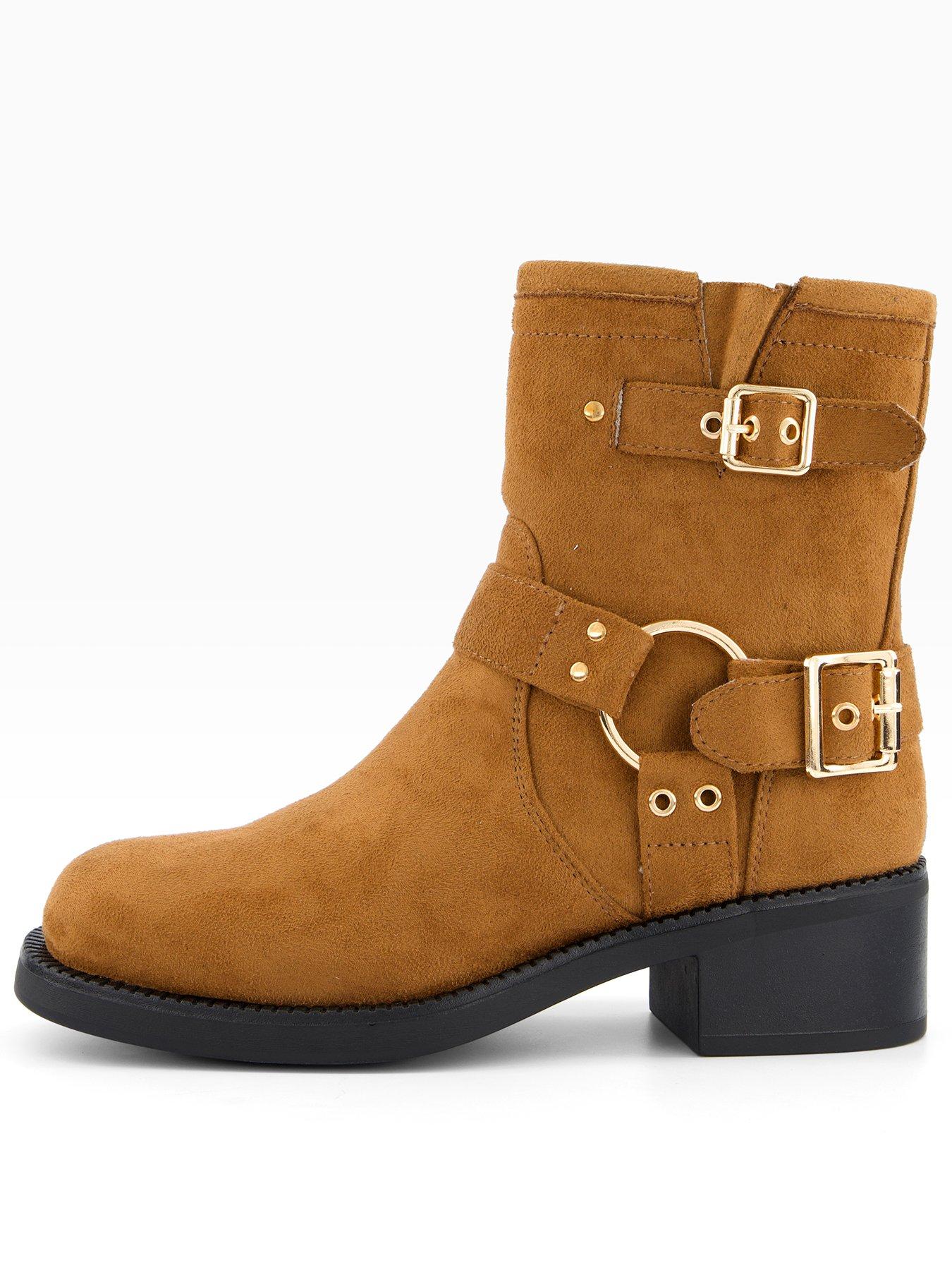 The Very Collection: Wide Flat Ankle Boot - Brown