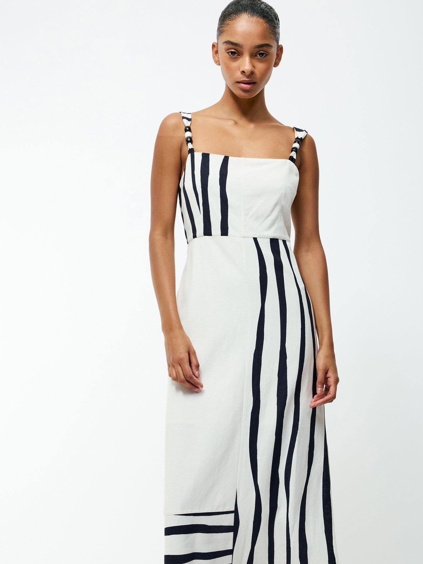 French Connection Cotton Blend Stripe Beaded Strap Maxi Dress | Very