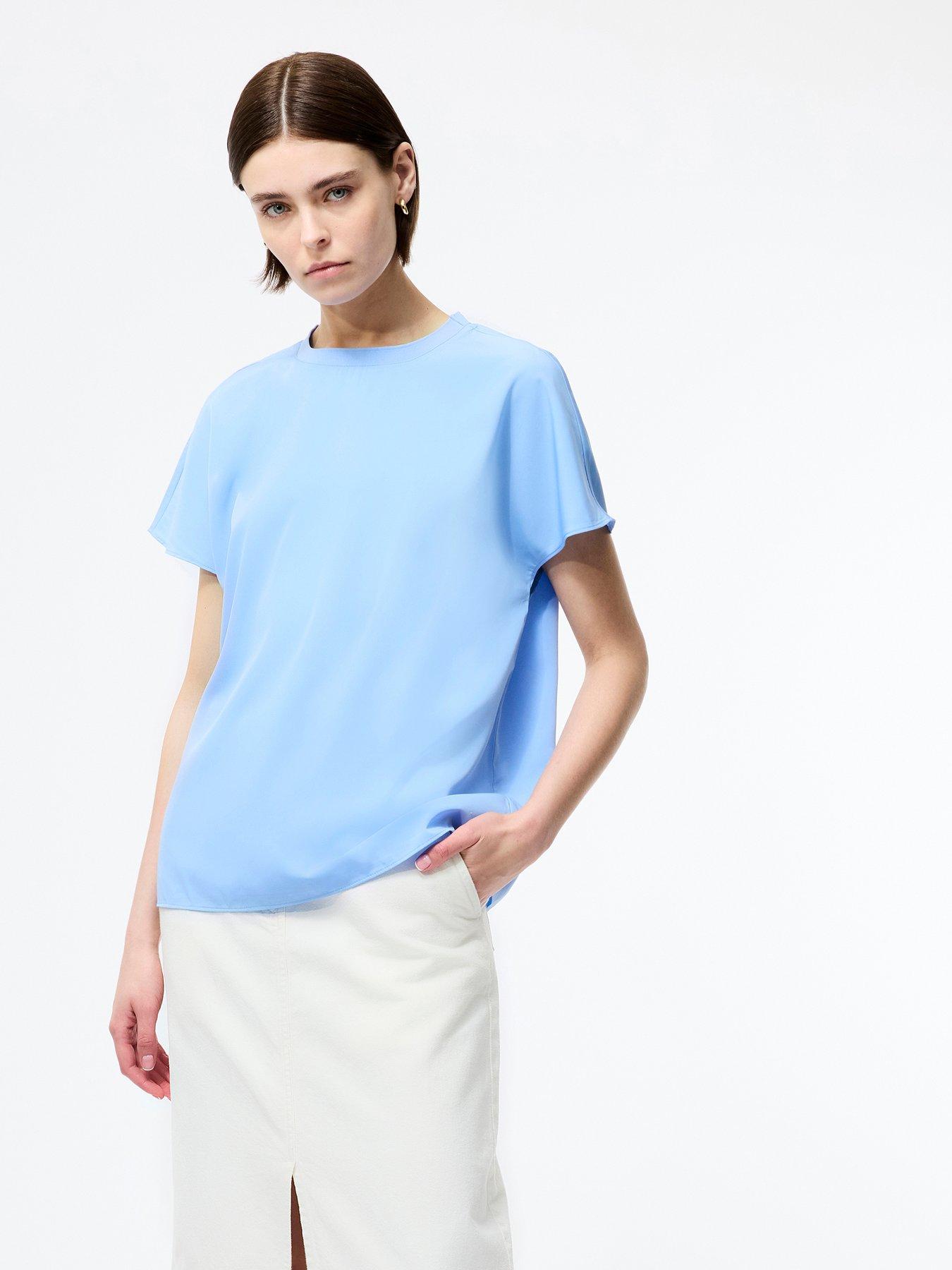 undefined Crepe Oversized Short Sleeve Crew Neck T-shirt