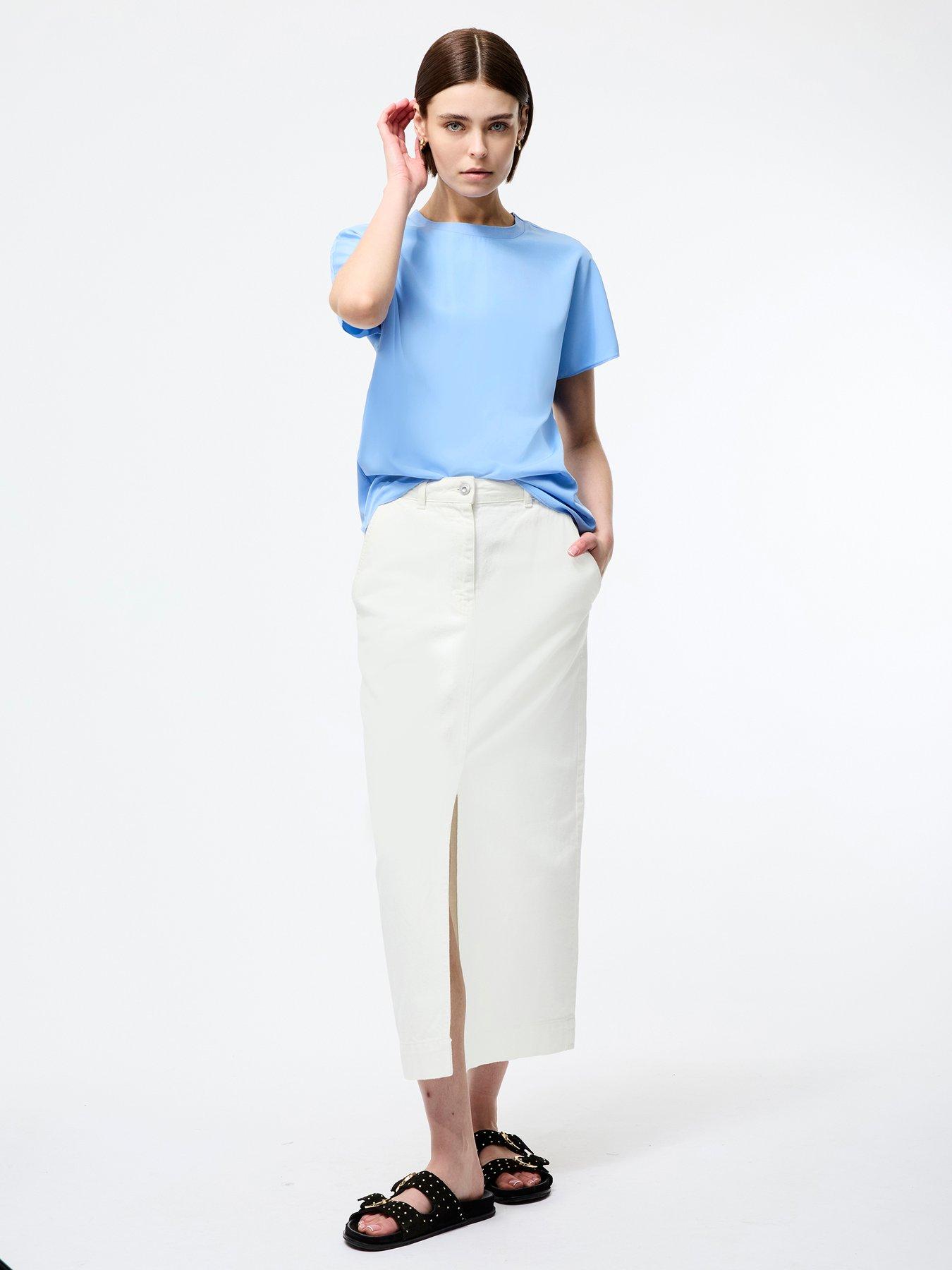 Image 3 of 6 of French Connection Crepe Oversized Short Sleeve Crew Neck T-shirt