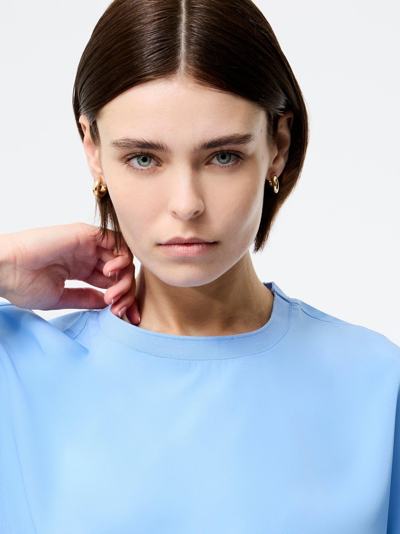 Image 5 of 6 of French Connection Crepe Oversized Short Sleeve Crew Neck T-shirt