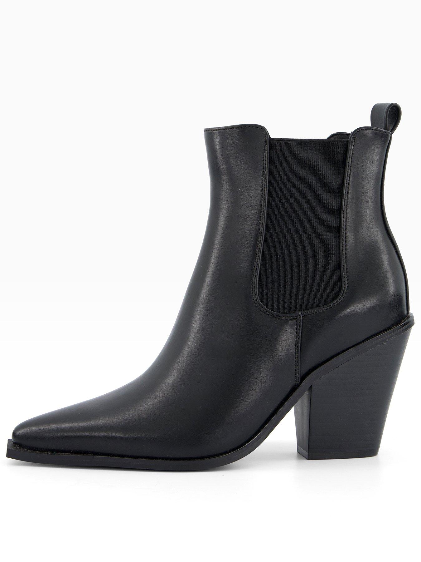 Image 1 of 6 of The Very Collection Wide Fit Western Boot With Elastic Gusset - Black