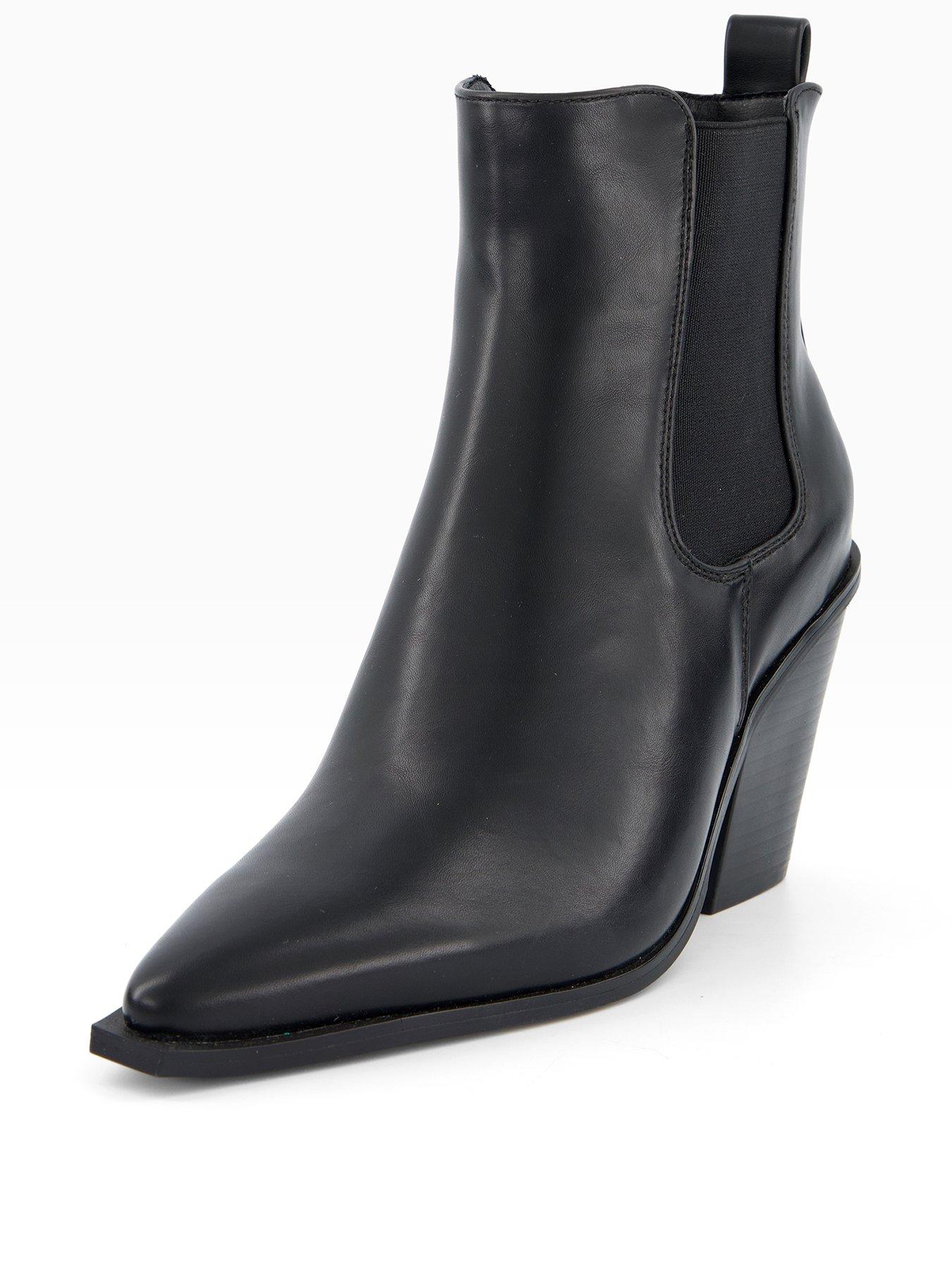 Image 2 of 6 of The Very Collection Wide Fit Western Boot With Elastic Gusset - Black