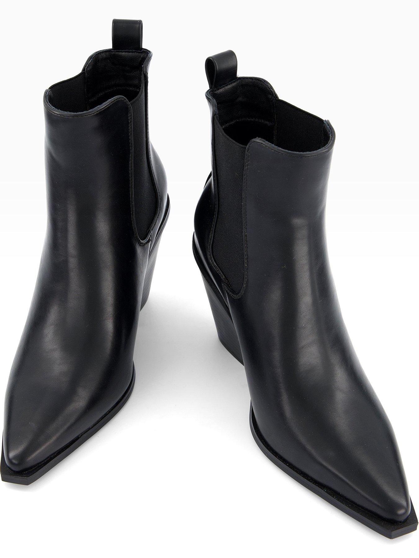 Image 3 of 6 of The Very Collection Wide Fit Western Boot With Elastic Gusset - Black
