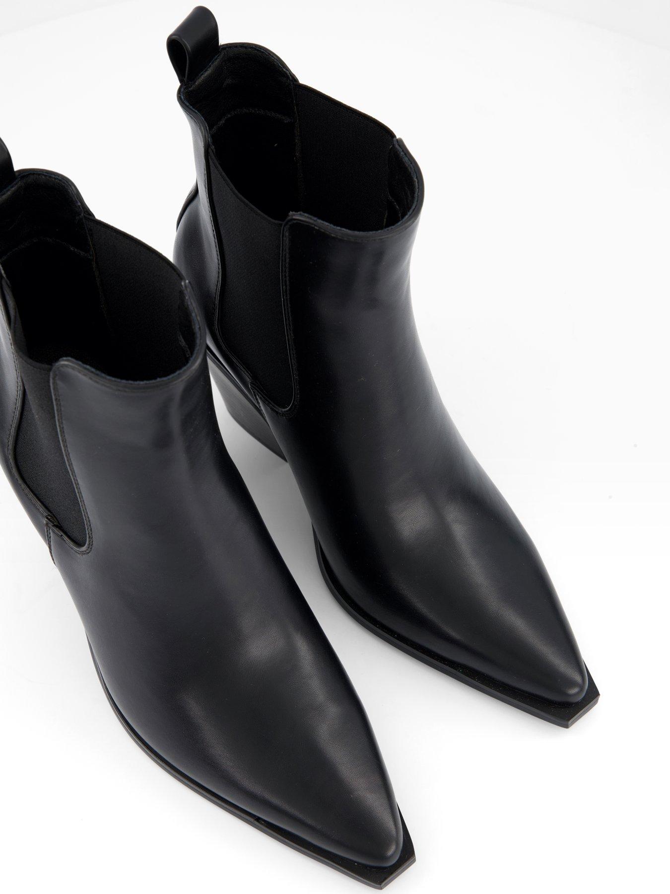Image 5 of 6 of The Very Collection Wide Fit Western Boot With Elastic Gusset - Black