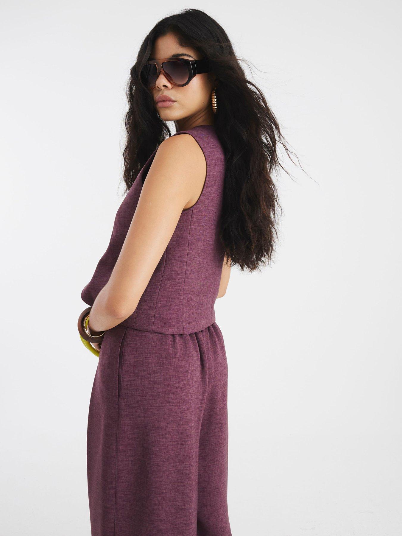 Image 2 of 4 of River Island High Neck Fitted Waistcoat - Purple