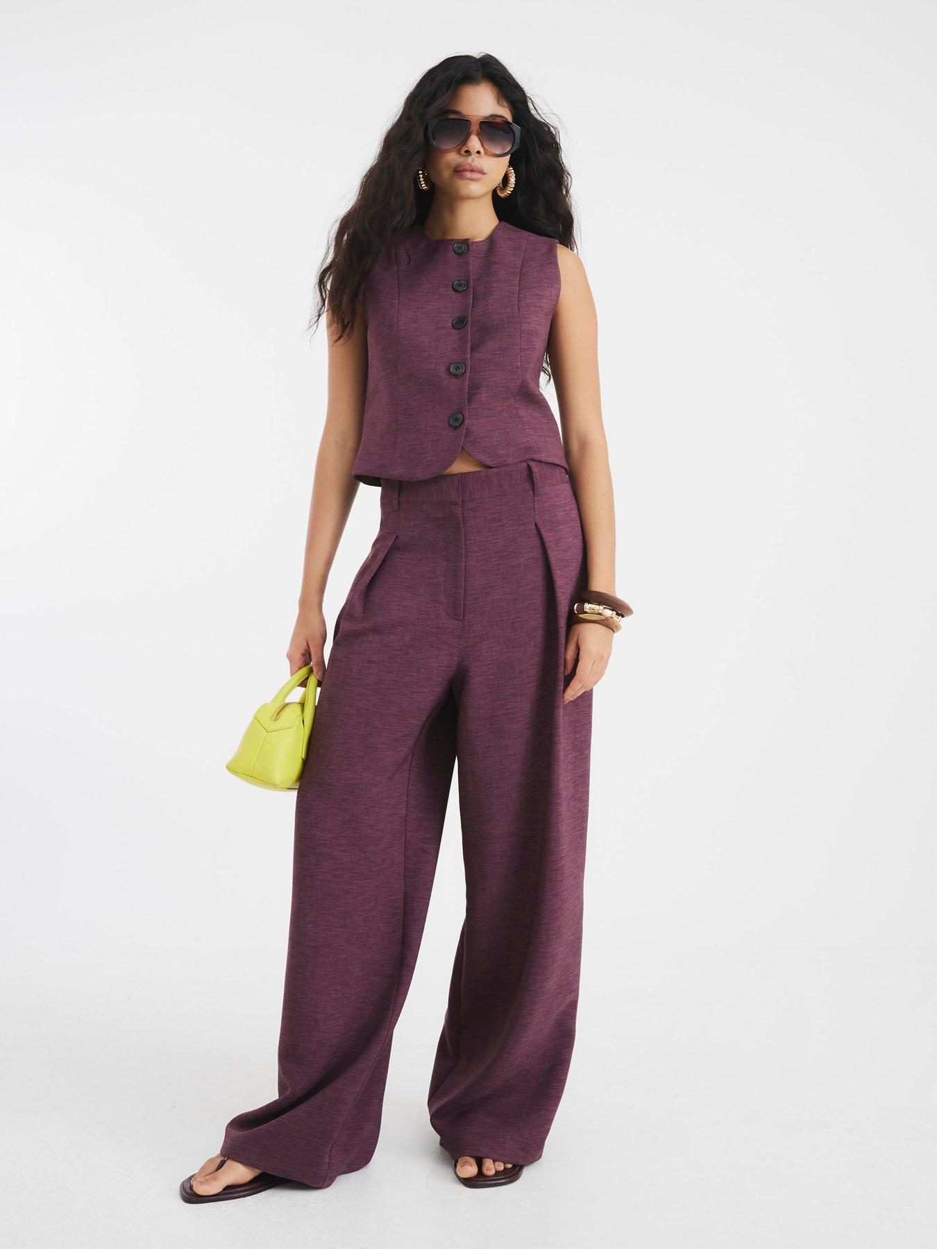 Image 3 of 4 of River Island High Neck Fitted Waistcoat - Purple