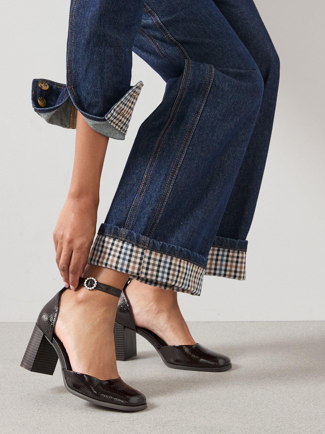 The Very Collection Diamante Block Heel Shoe - Burgundy 