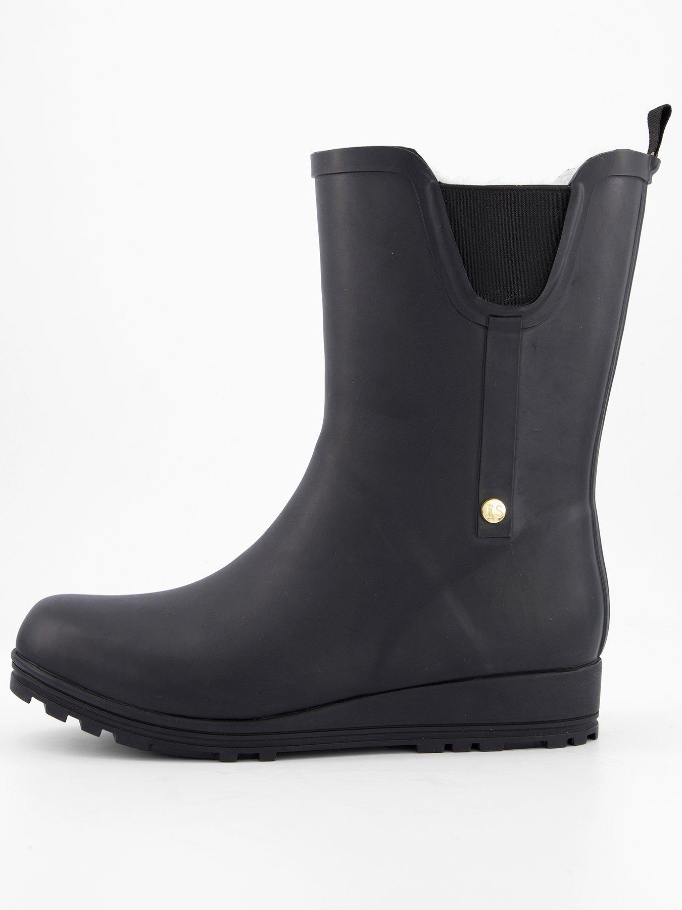 Image 2 of 7 of Elle Sport Calf Wellington Boot With Warm Lining &ndash; Black
