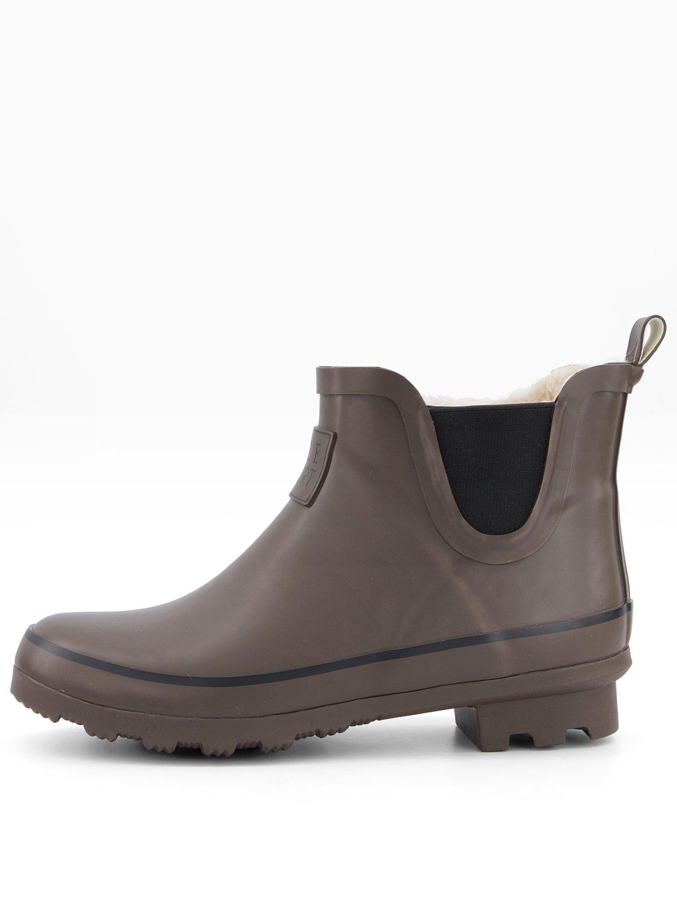 Elle Sport Ankle Wellington Boot With Borg Lining - Brown