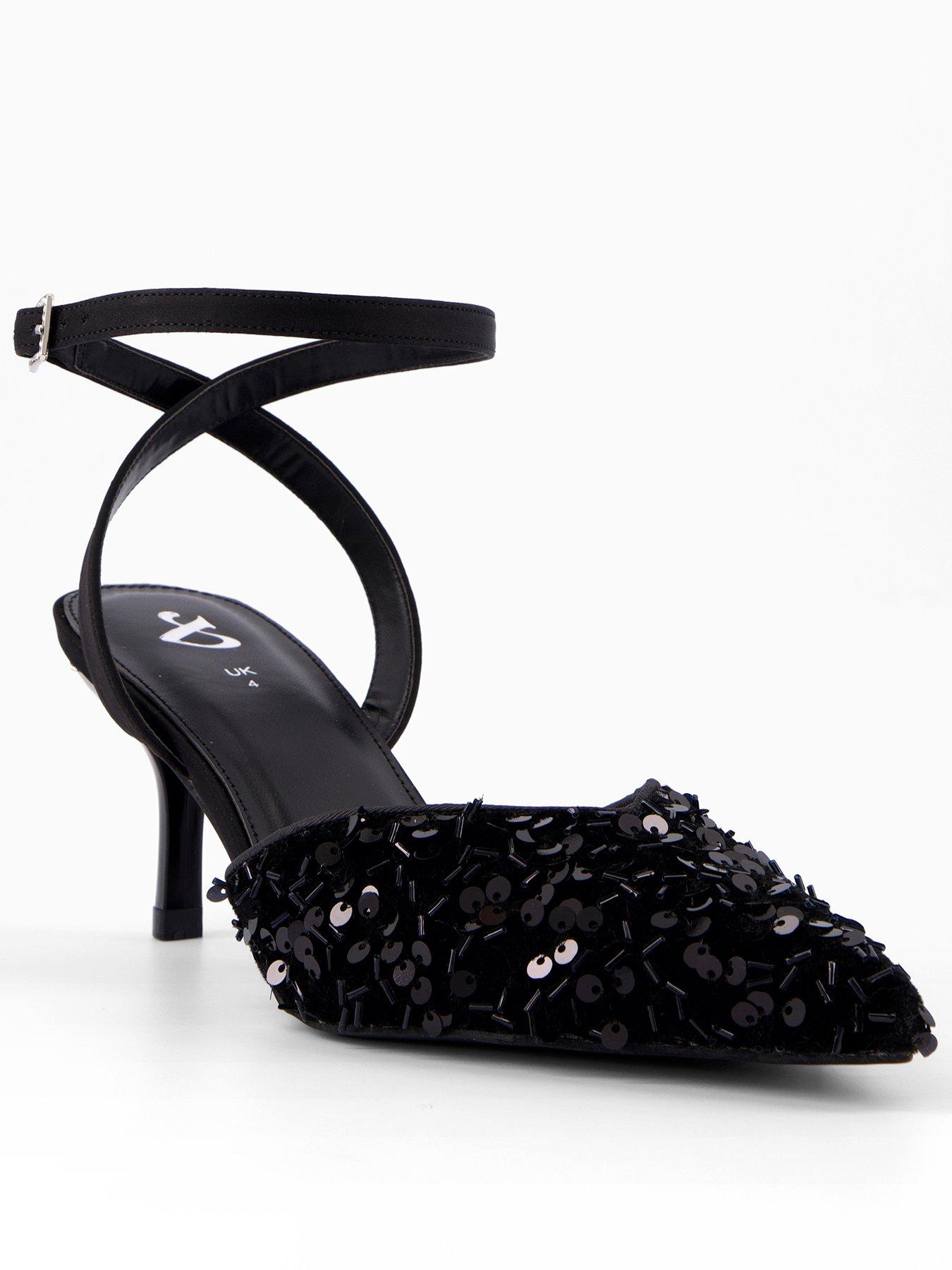 Image 2 of 6 of The Very Collection Embellished Pointed Kitten Heel - Black