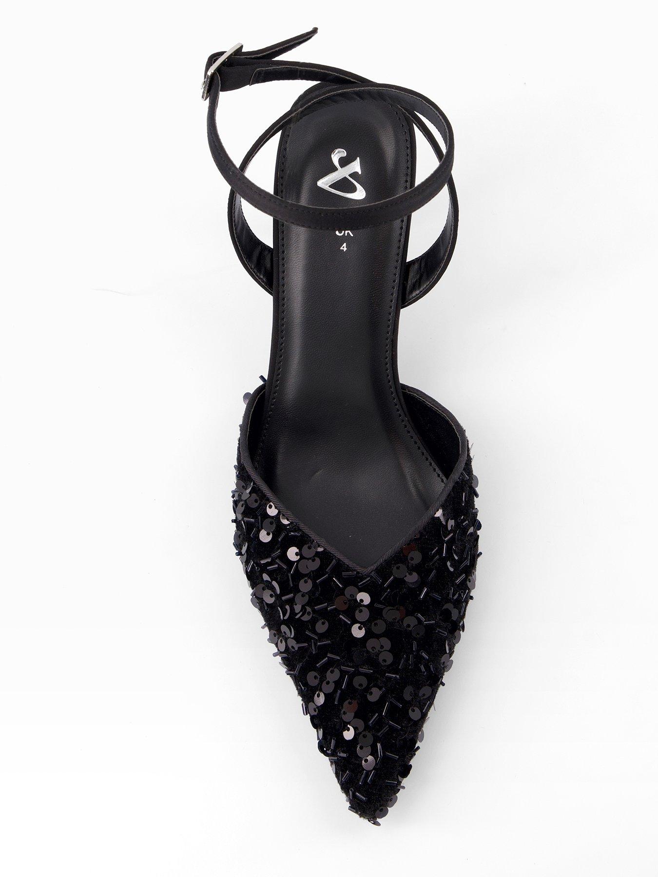 Image 4 of 6 of The Very Collection Embellished Pointed Kitten Heel - Black