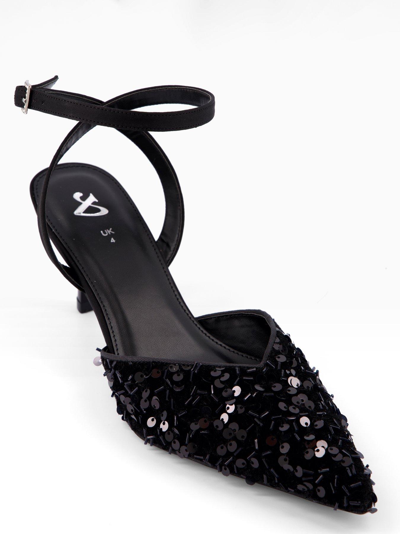 Image 6 of 6 of The Very Collection Embellished Pointed Kitten Heel - Black