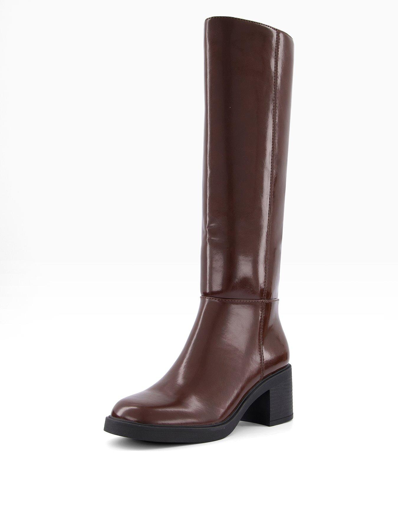 The Very Collection Block Heel Knee Boots - Brown