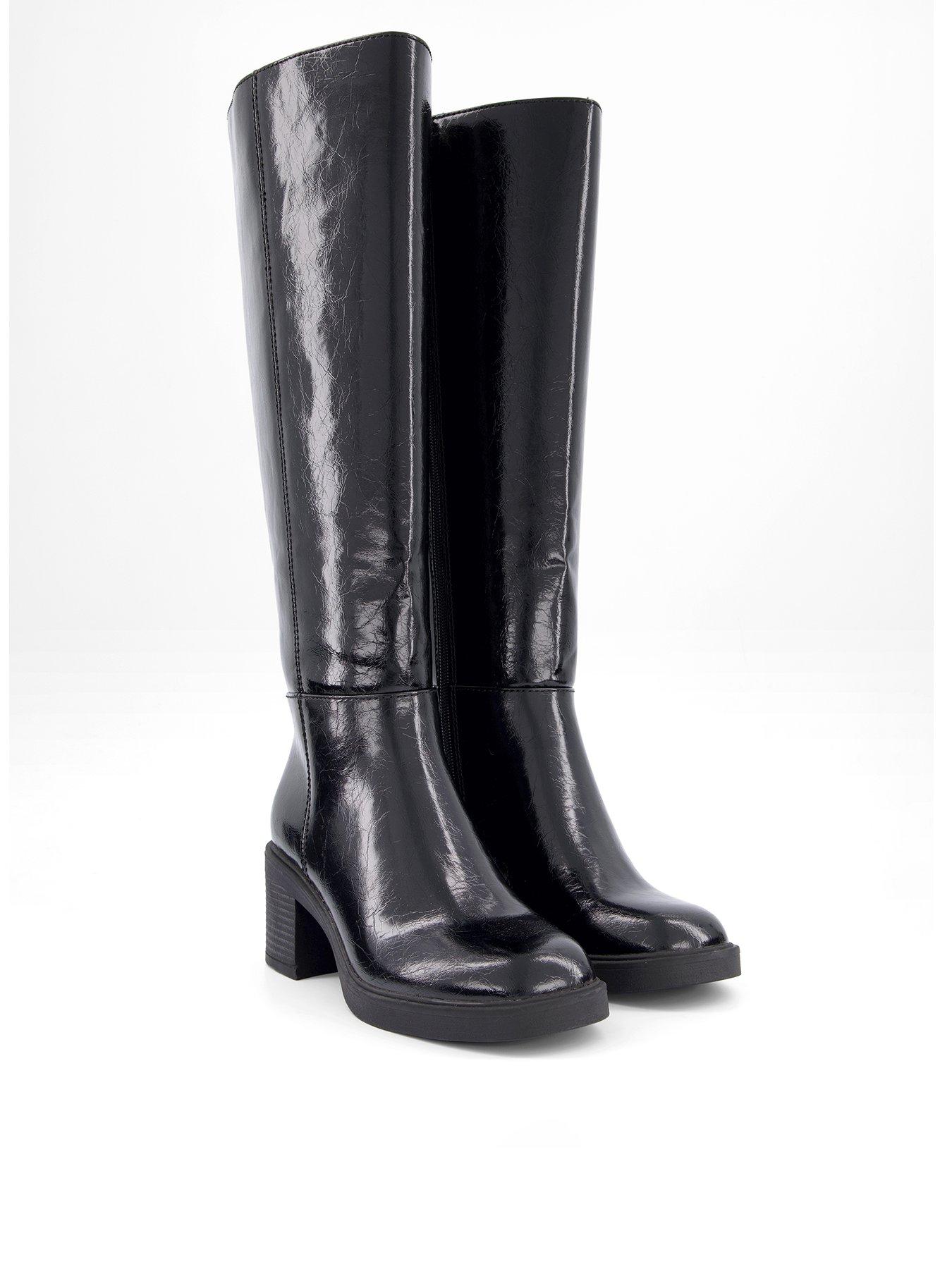 Image 3 of 7 of The Very Collection Block Heel Knee Boots - Black
