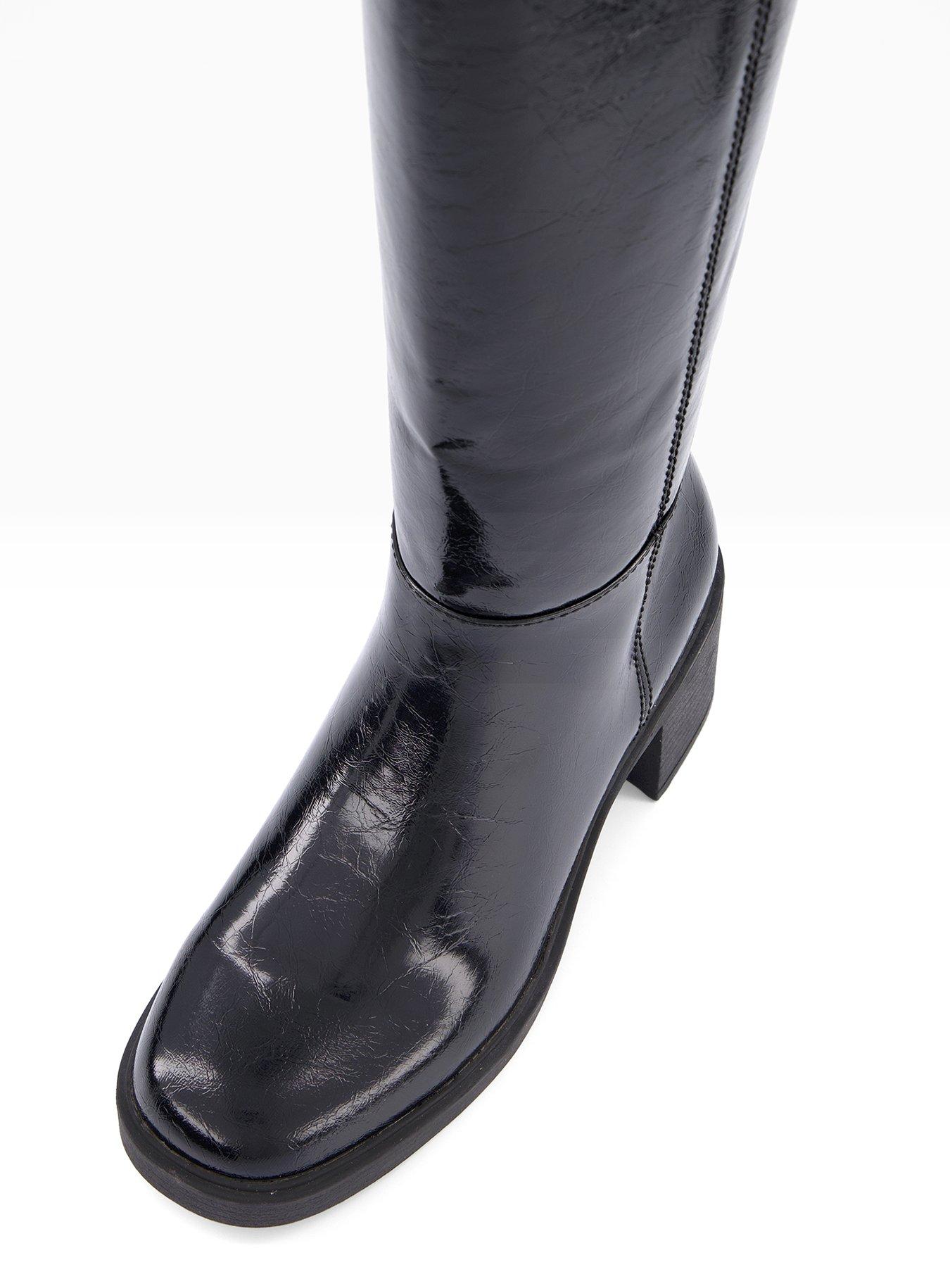 Image 4 of 7 of The Very Collection Block Heel Knee Boots - Black