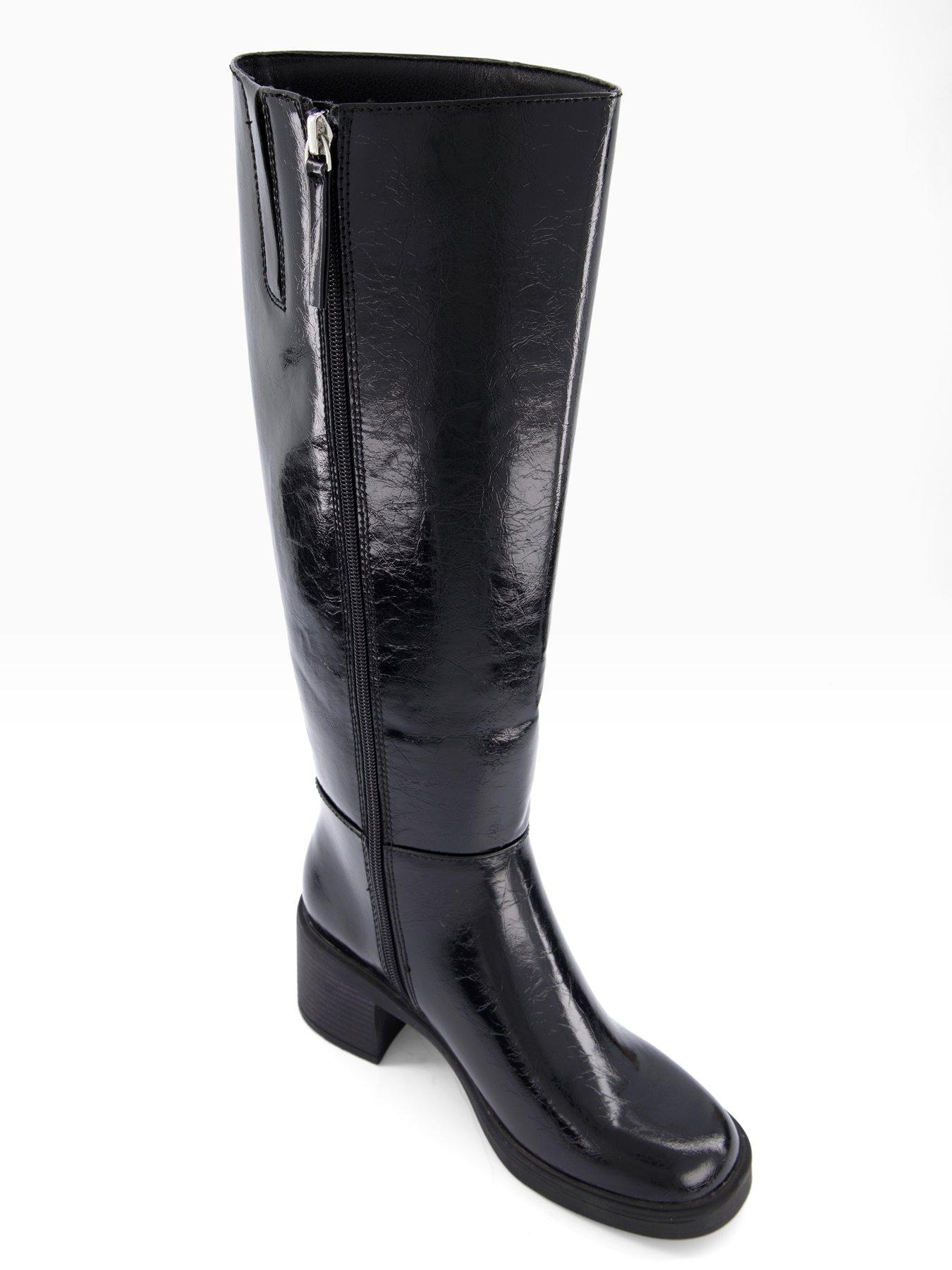 Image 6 of 7 of The Very Collection Block Heel Knee Boots - Black
