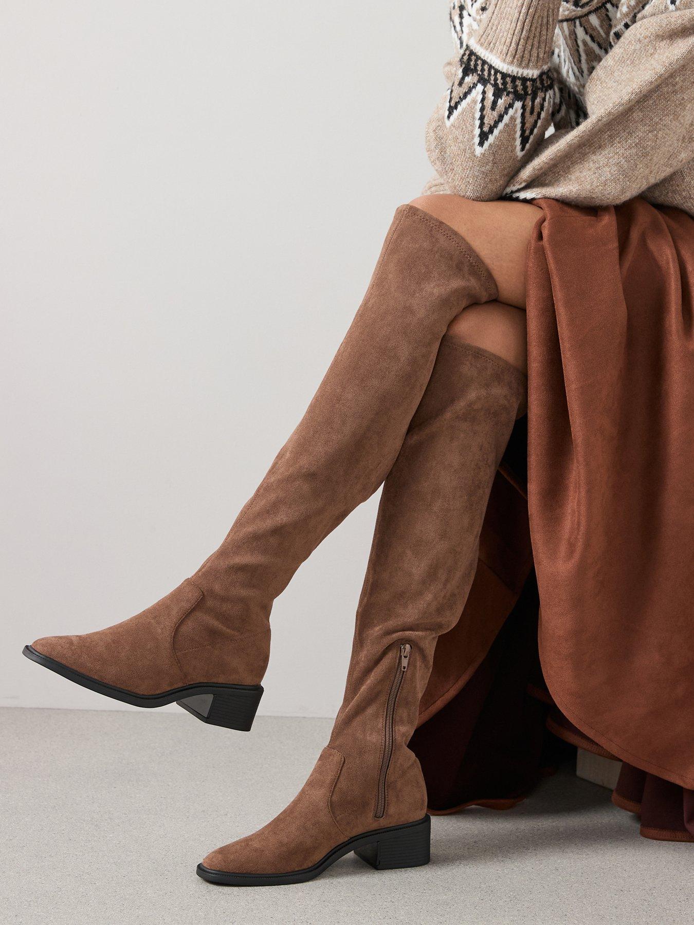 The Very Collection Flat Over Knee Boot - Dark Taupe