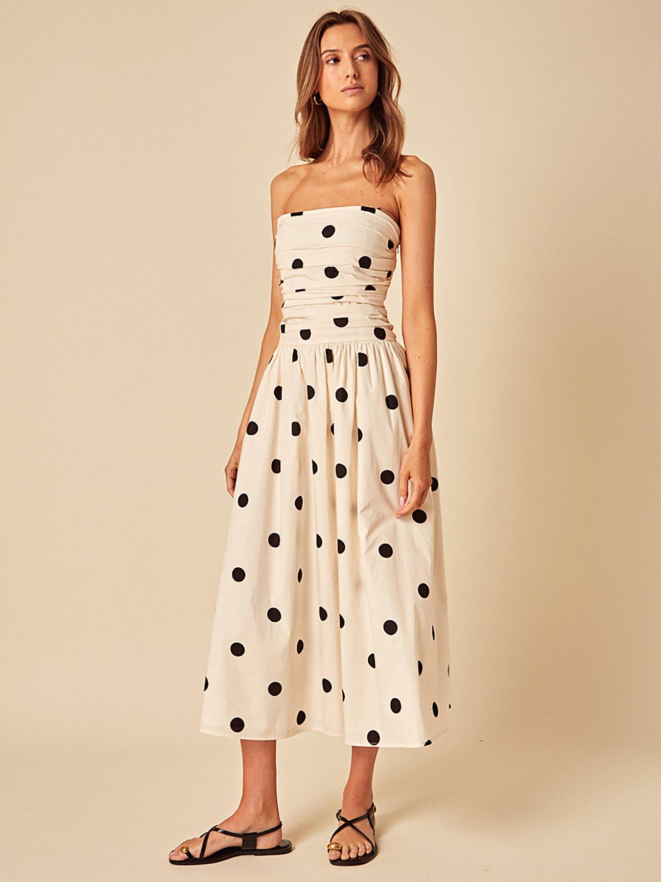 undefined Felicity Midi Dress Large Spot - White