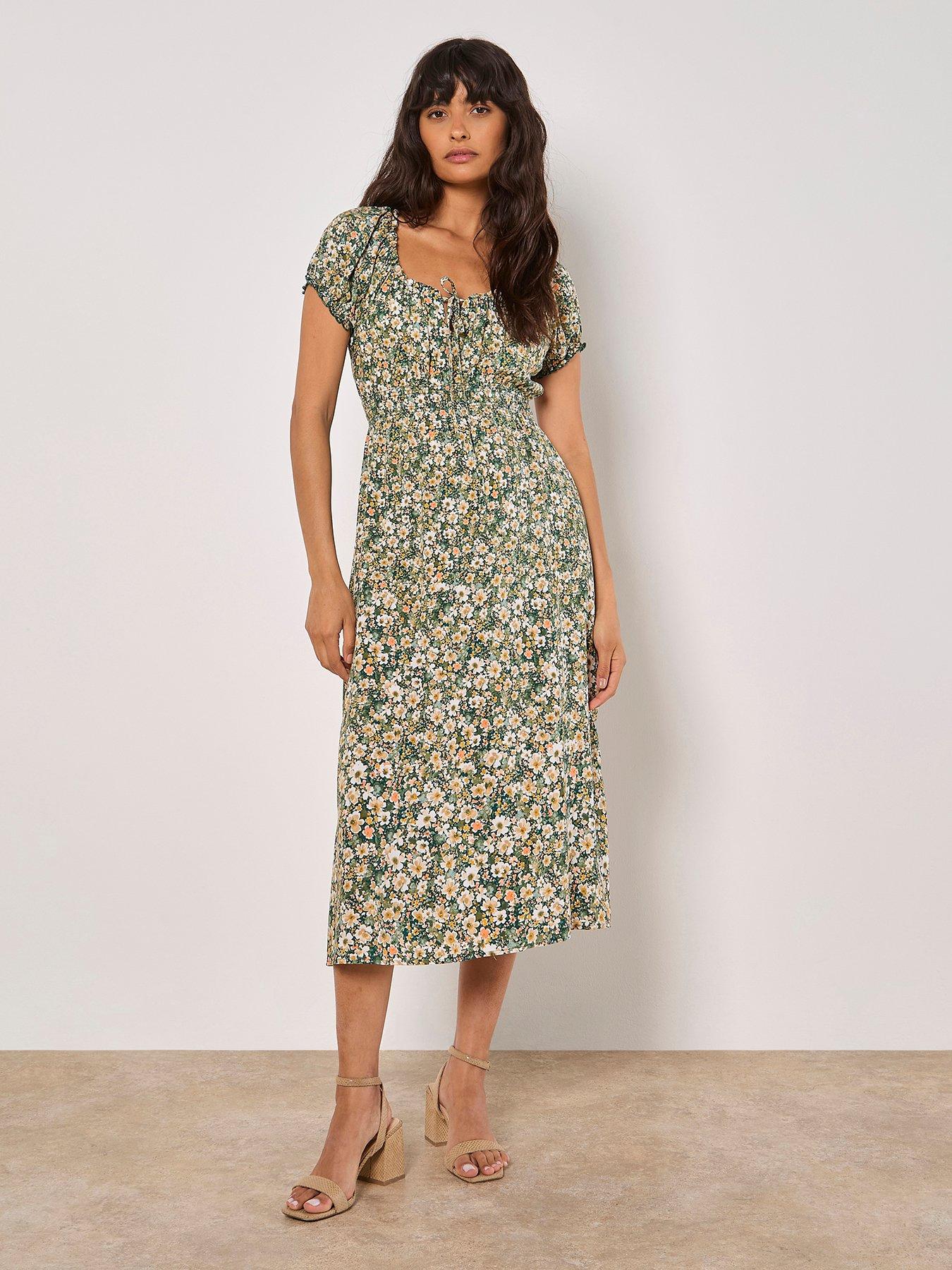undefined Milkmaid Midi Dress - Green