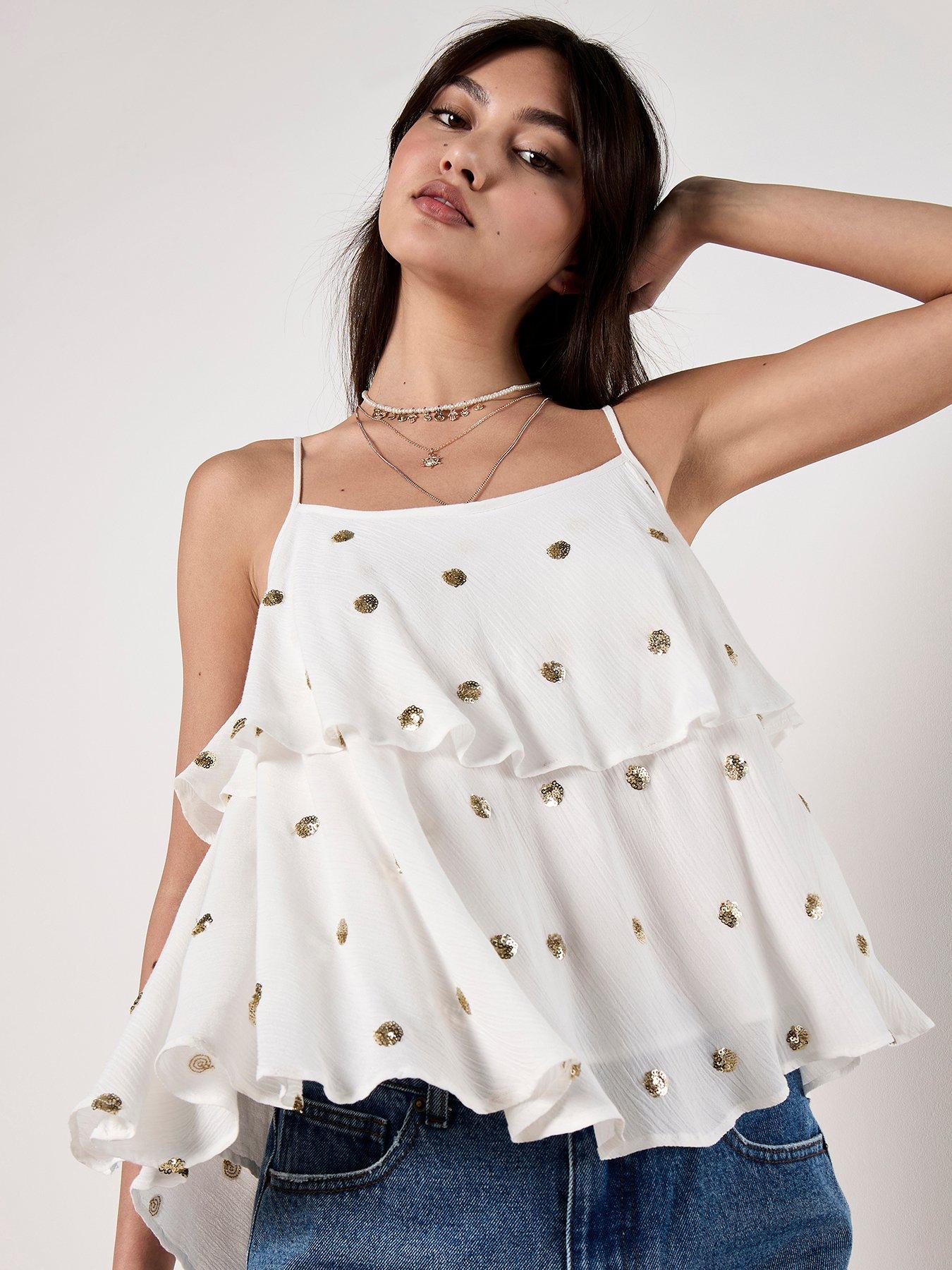 undefined Sequin Spot Layered Cami Top