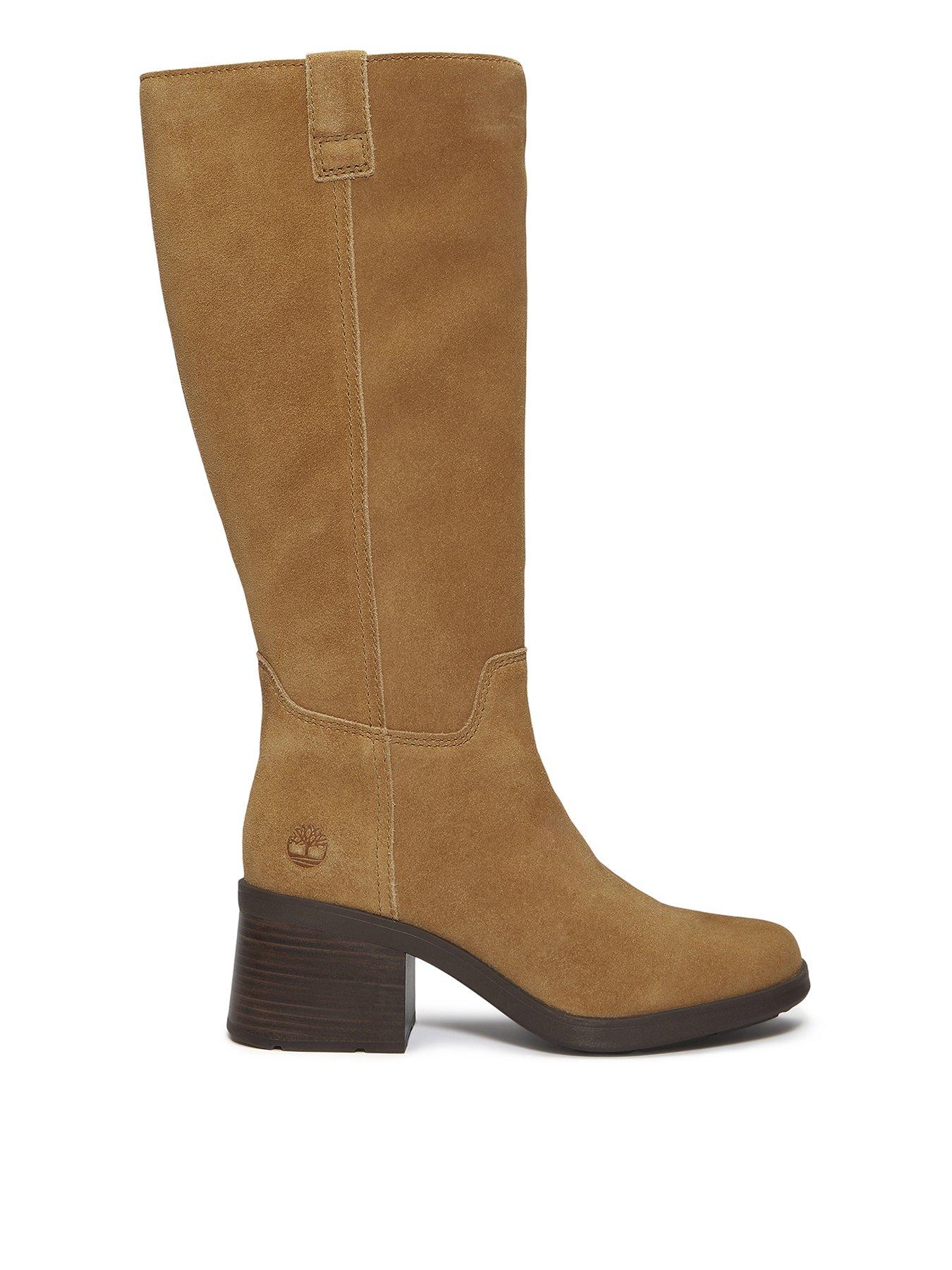 Timberland Bellevaux Knee High Suede Heeled Boot - Medium Brown