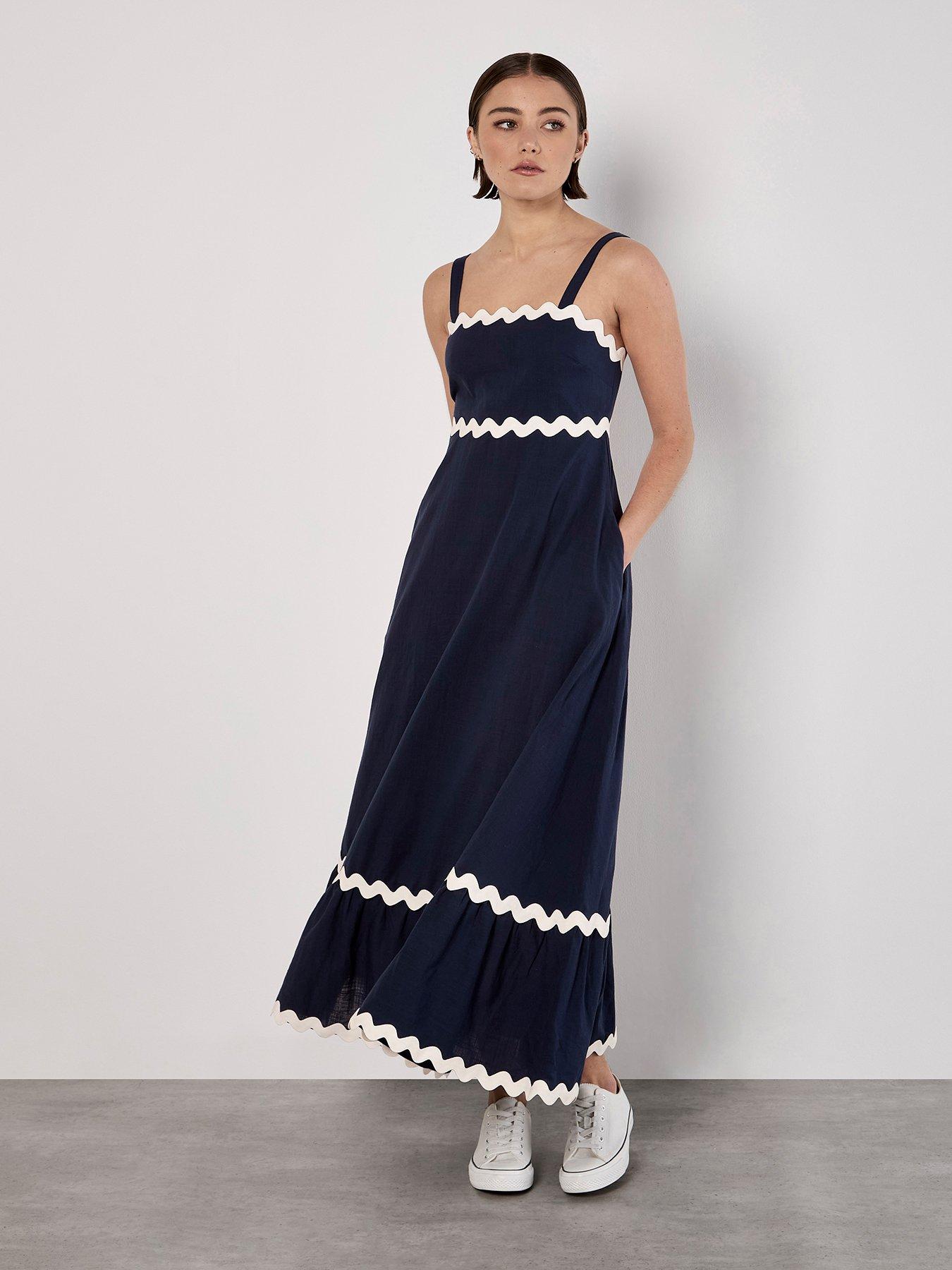undefined Rick Rack Trim Trapeze Midaxi Dress