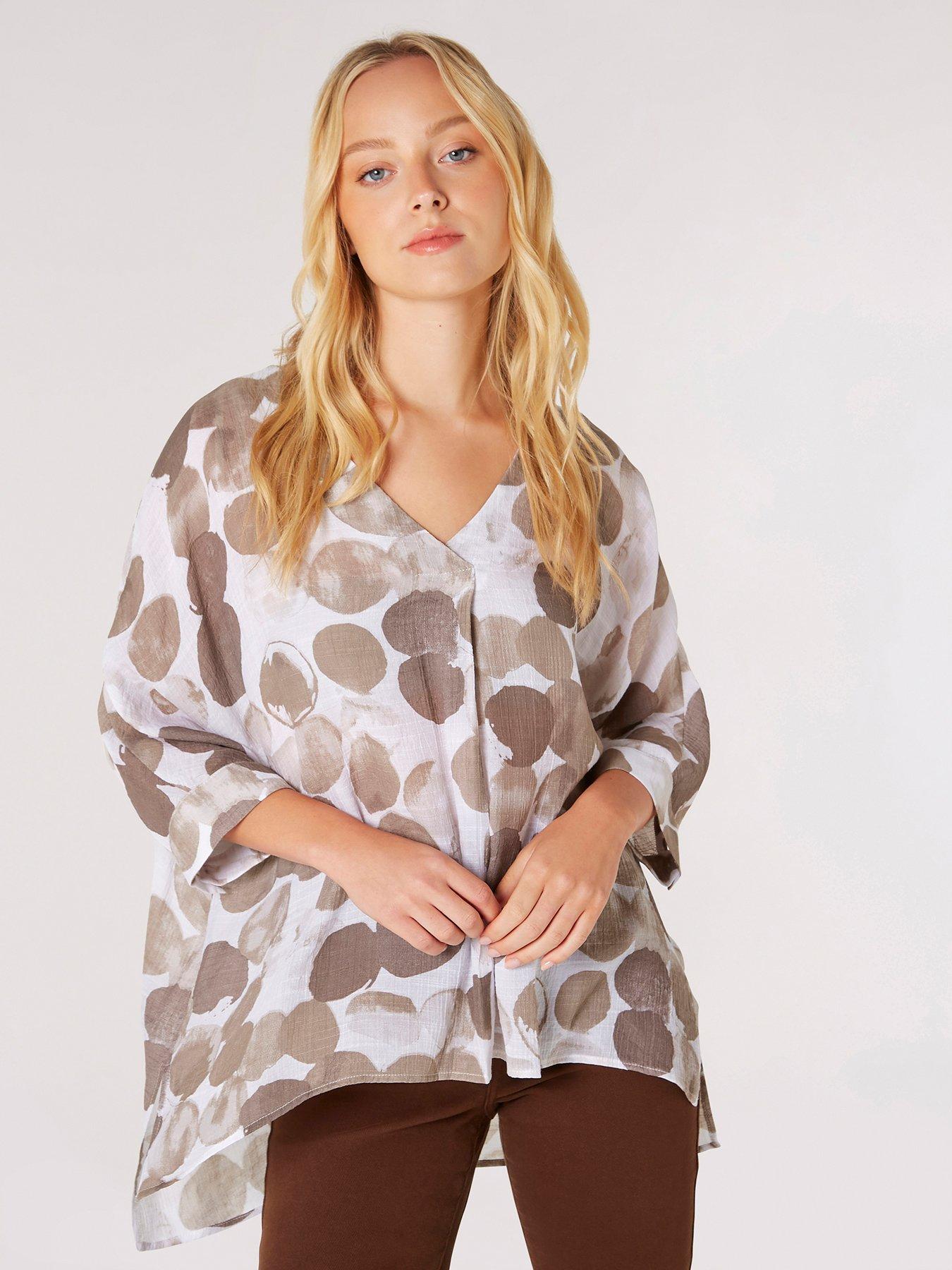 undefined Potato Paint Print Pleat Top - Cream