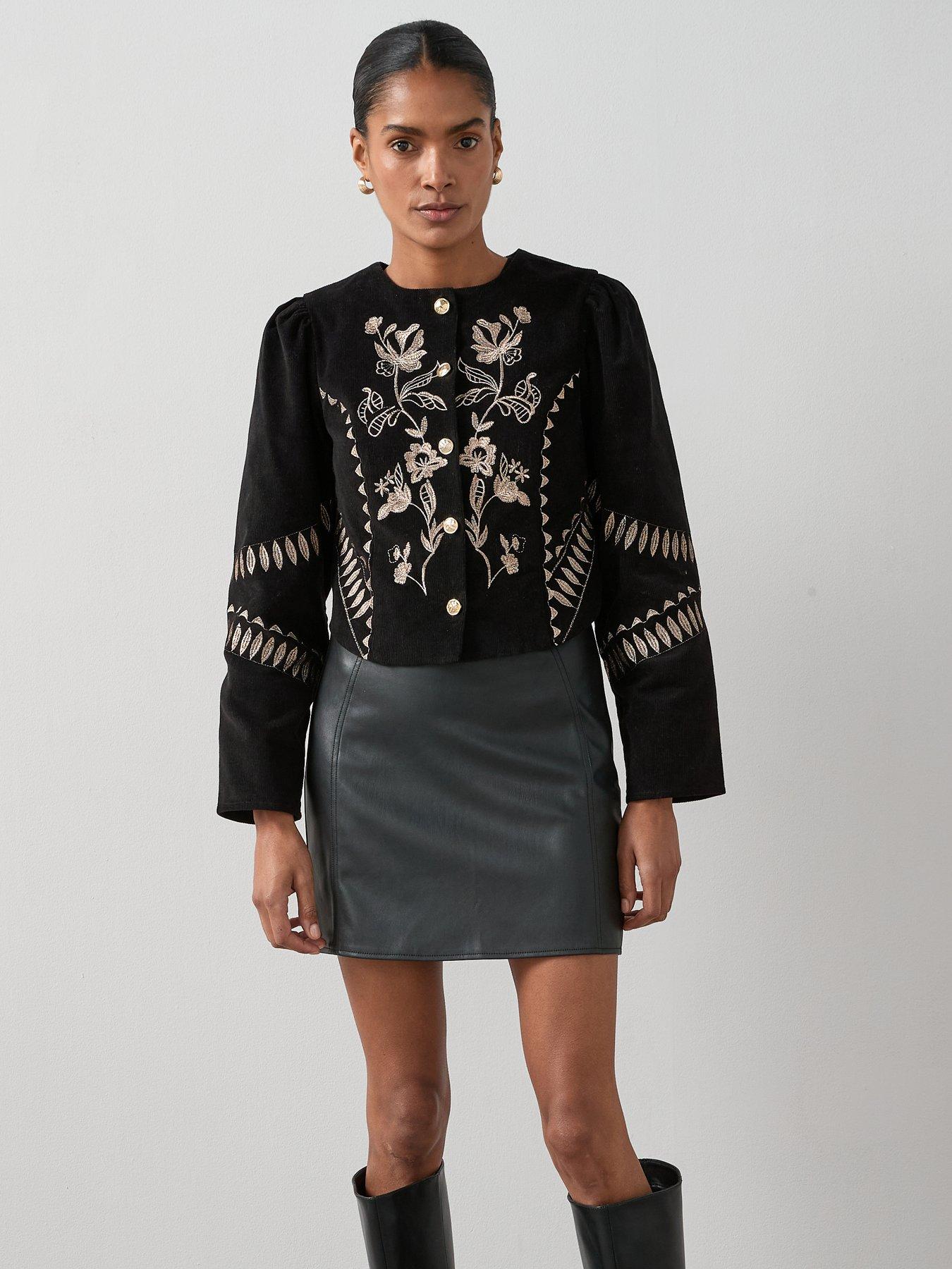 The Very Collection: Embroidered Cord Jacket - Black
