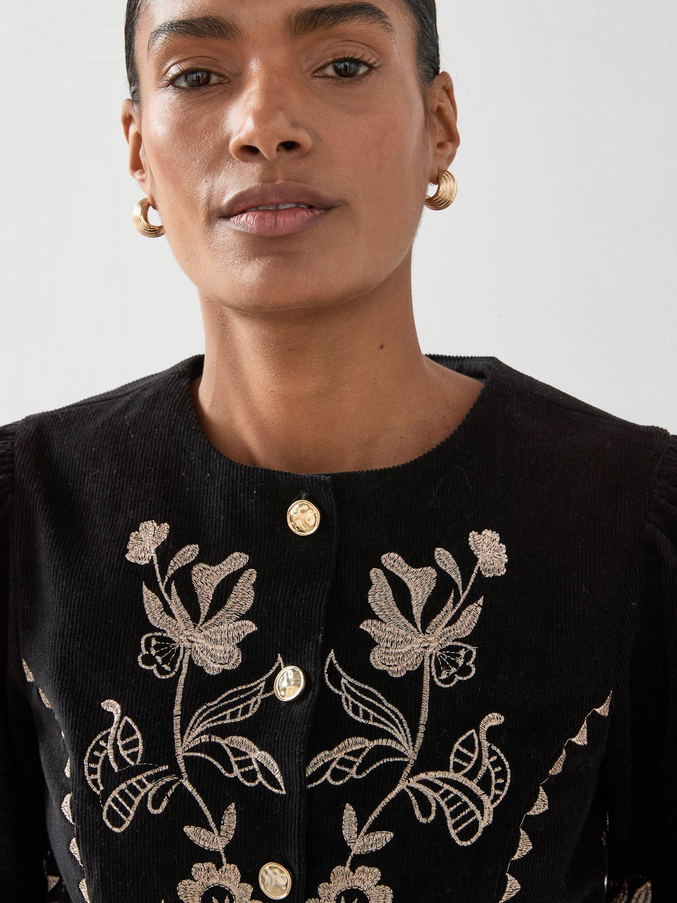 Image 5 of 7 of The Very Collection Embroidered Cord Jacket - Black