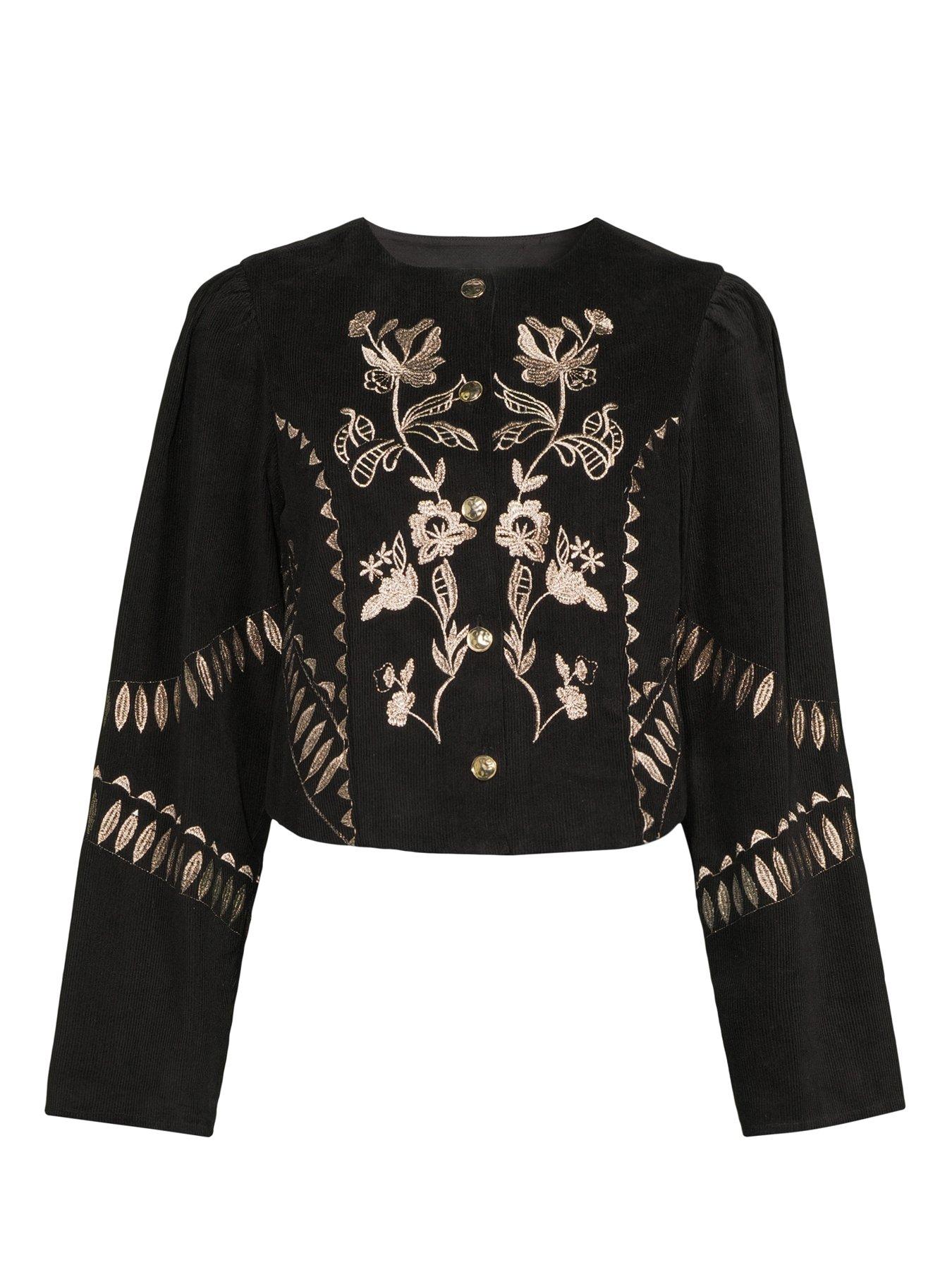 Image 7 of 7 of The Very Collection Embroidered Cord Jacket - Black