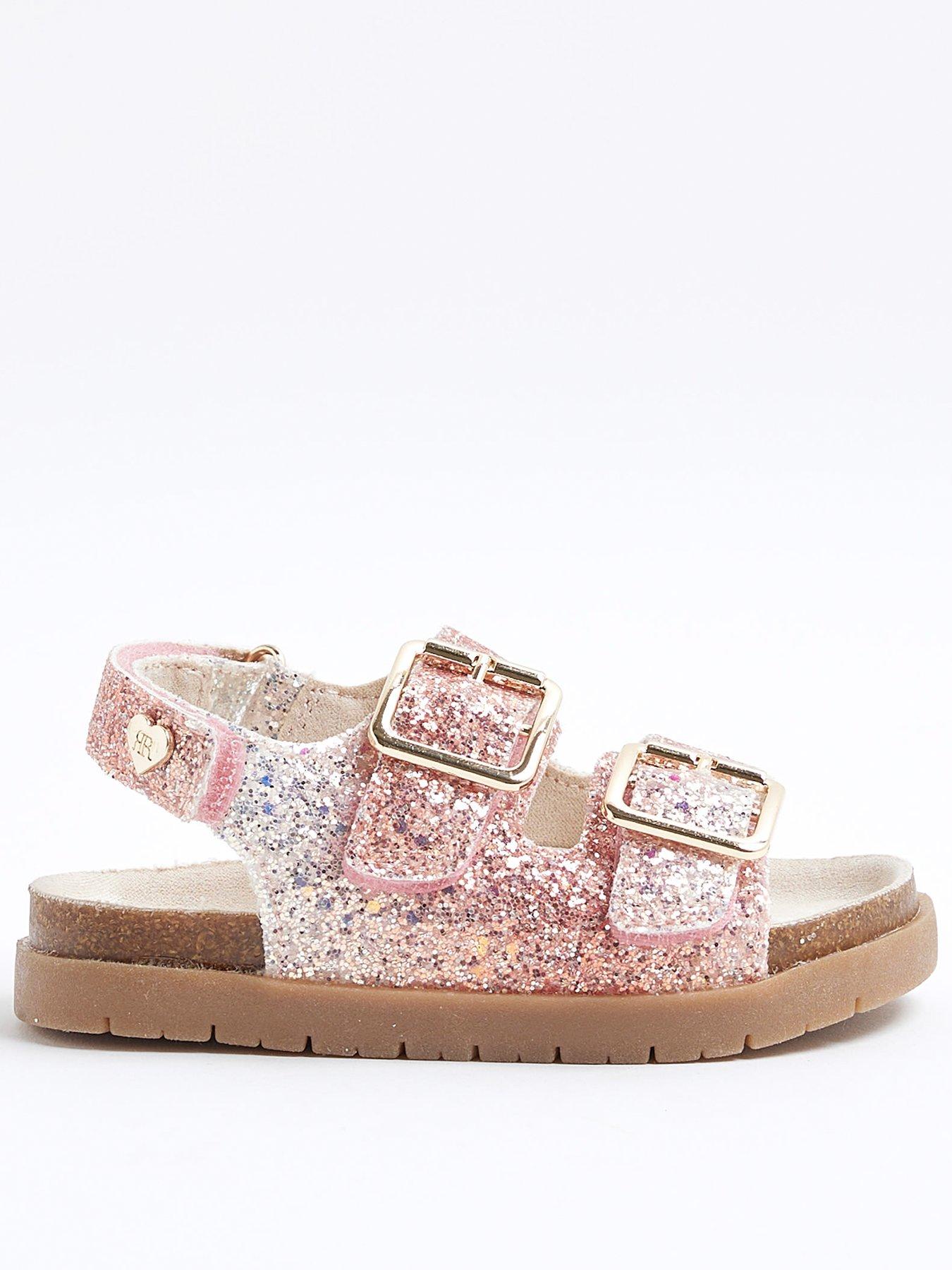 undefined Girls Glitter Ombre Footbed Sandals - Pink