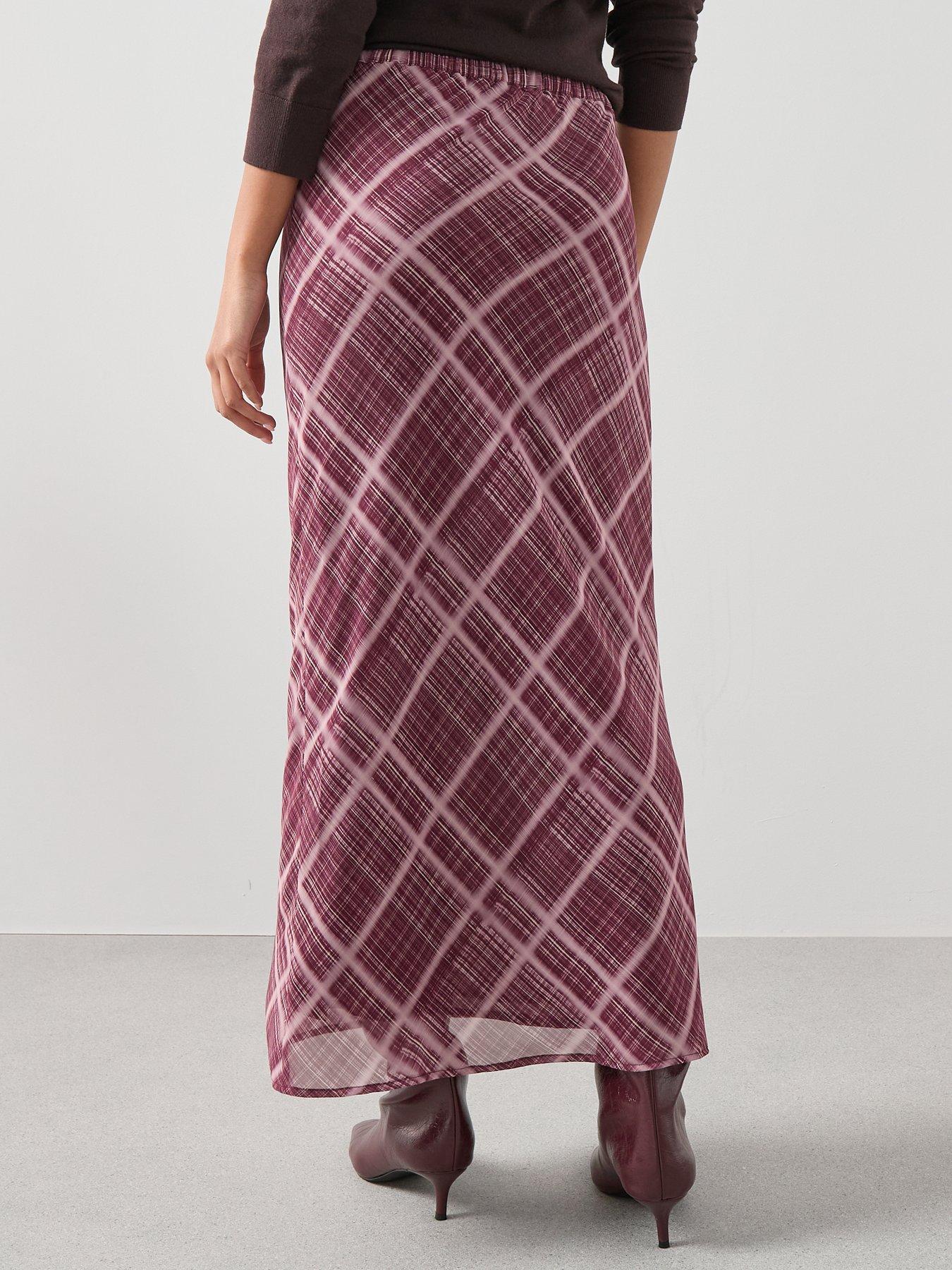 Image 2 of 6 of V by Very Checked Midi Skirt - Pink