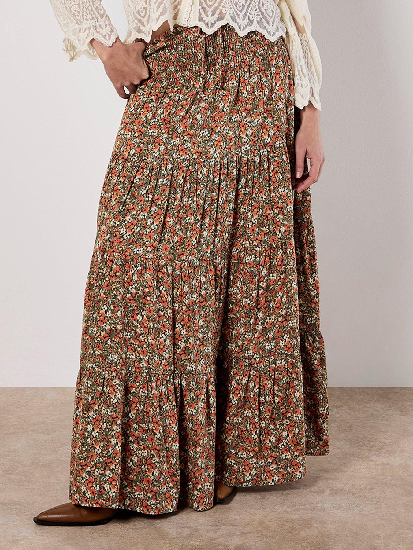 undefined Ditsy Tiered Maxi Skirt
